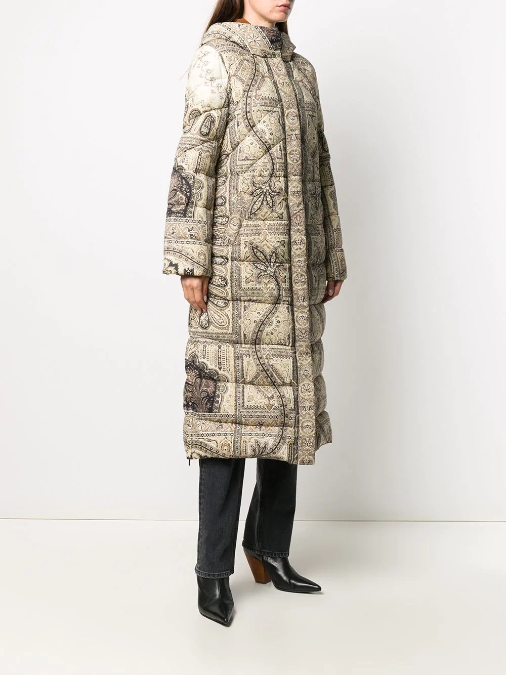 paisley print puffer coat - 3