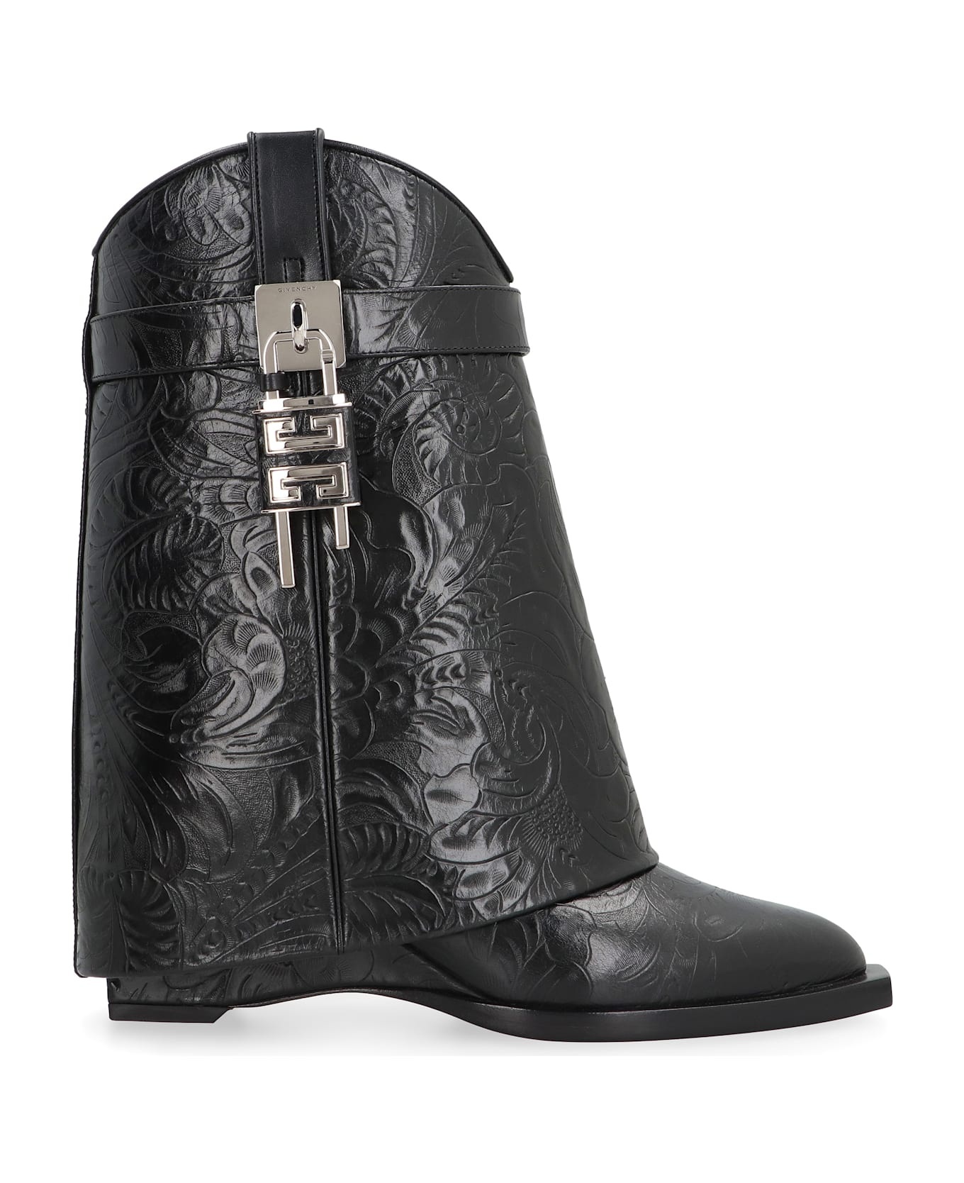 Shark Lock Cowboy Leather Ankle Boots - 2
