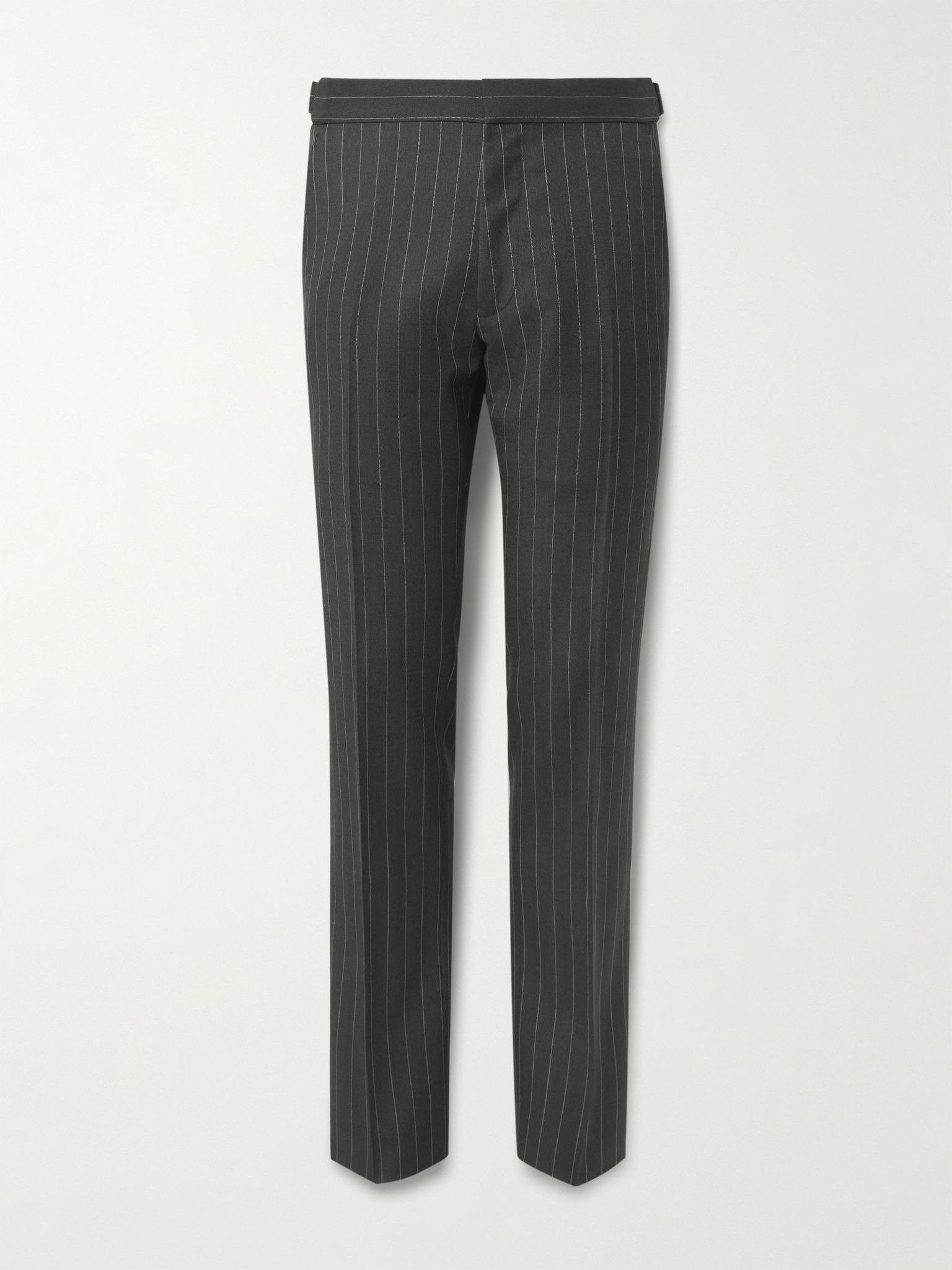 Tapered Pinstriped Wool and Mohair-Blend Twill Suit Trousers Gray - 1