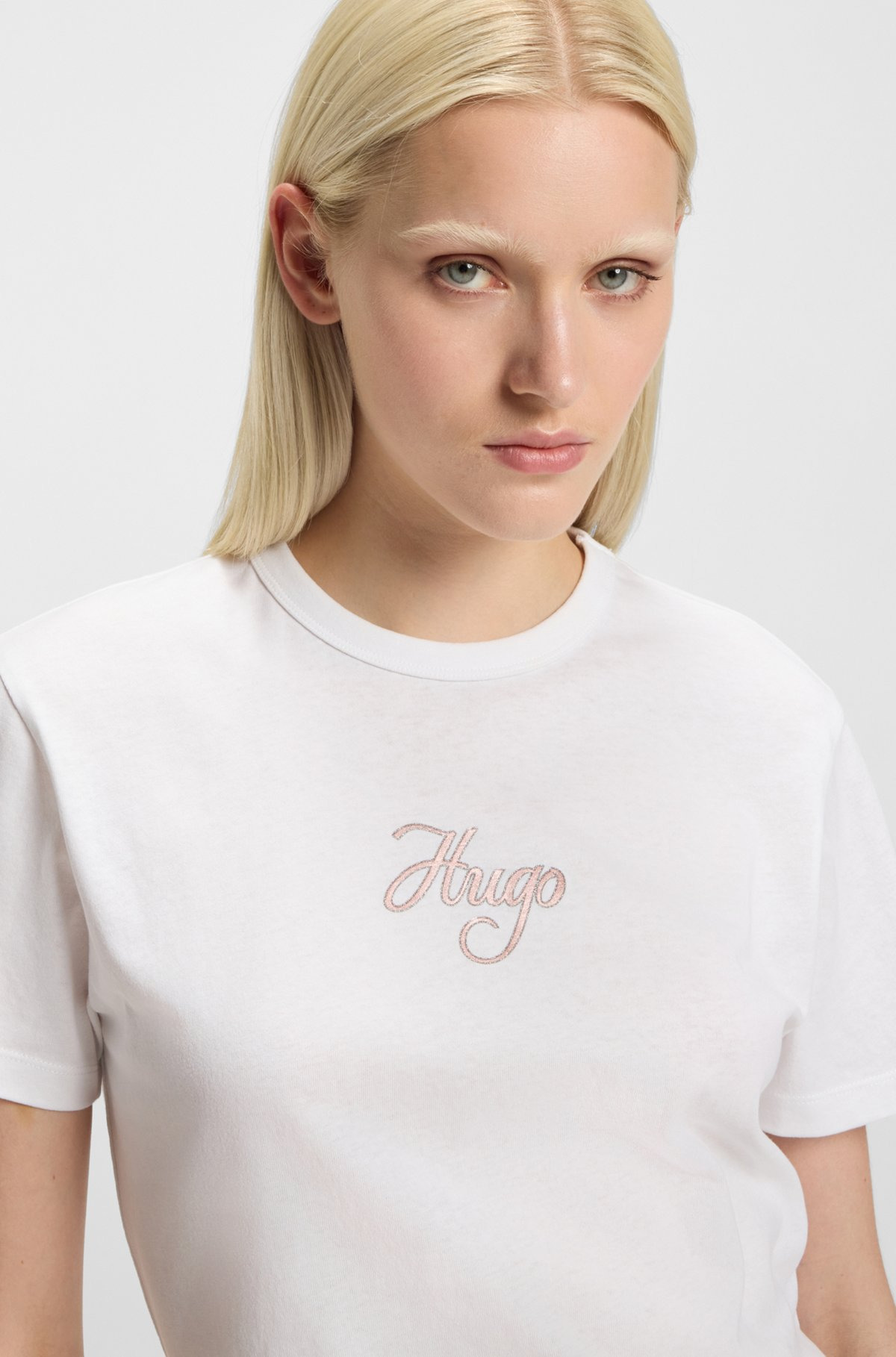 COTTON-JERSEY T-SHIRT WITH GLITTER-PRINT DETAILS - 5