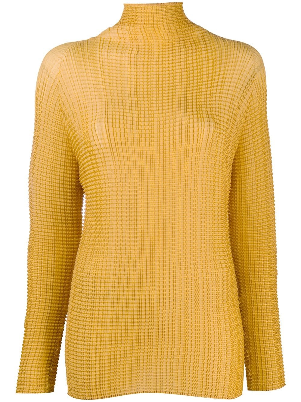 pleated long-sleeved top - 1