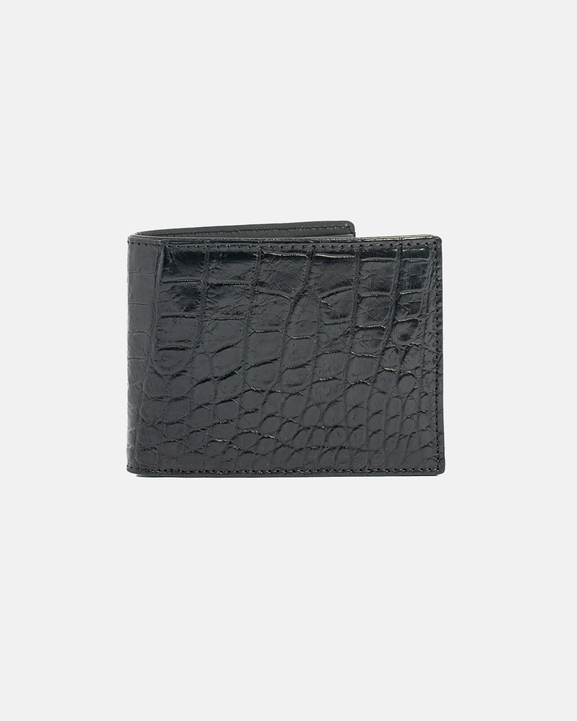 CROCODILE BLACK BIFOLD WALLET - 1
