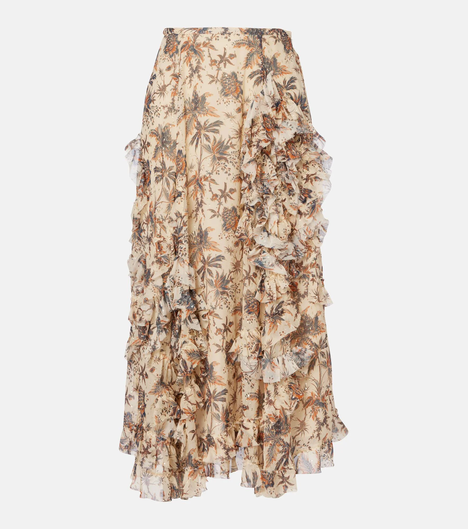 Adele printed silk-blend chiffon midi skirt - 1
