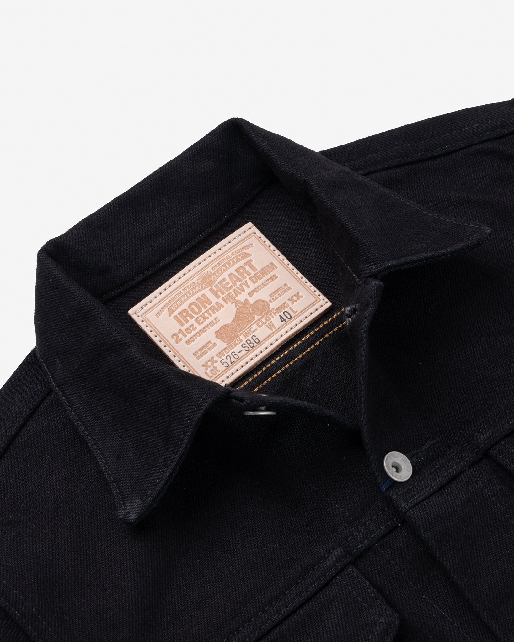 IH-526-SBG 21oz Selvedge Denim Modified Type III Jacket - Superblack (Fades To Grey) - 7