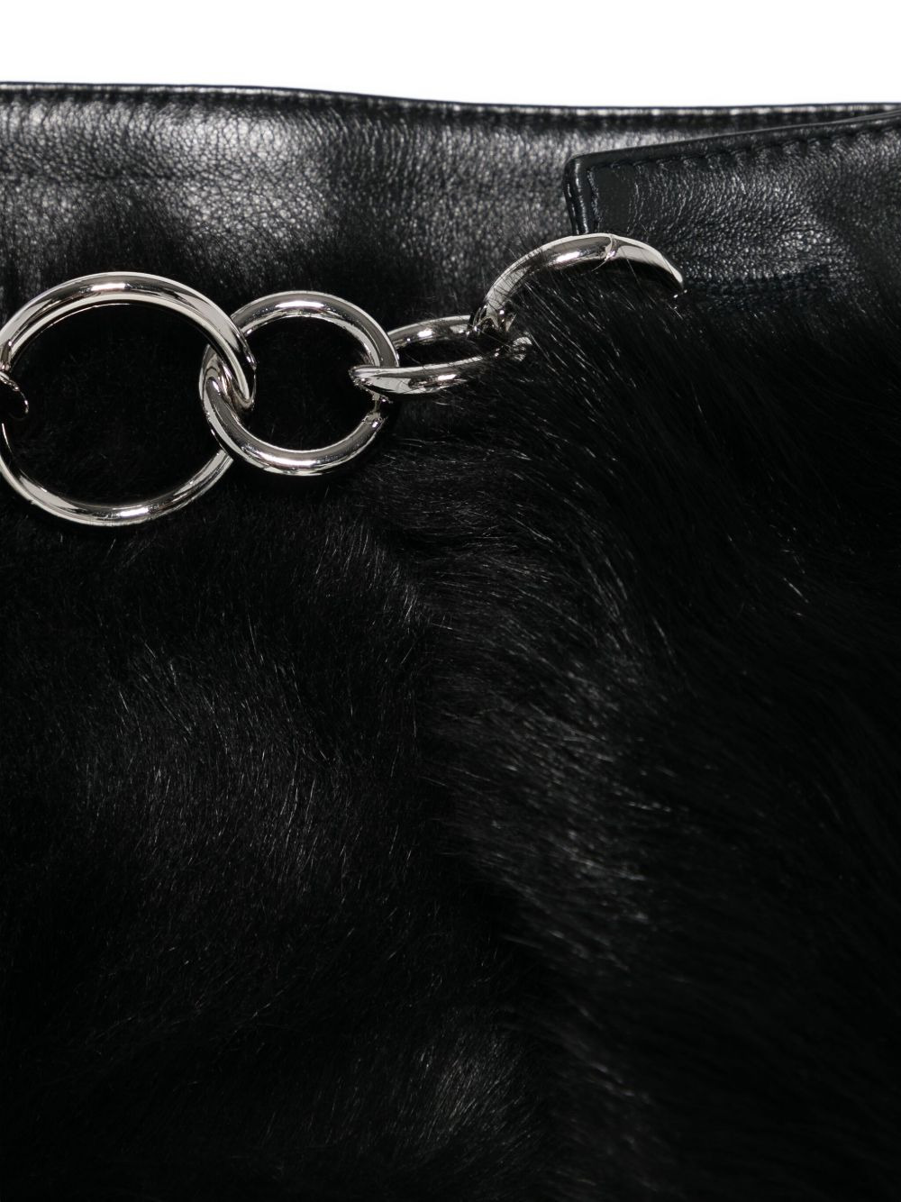 leather fur-trimmed chain scarf - 3