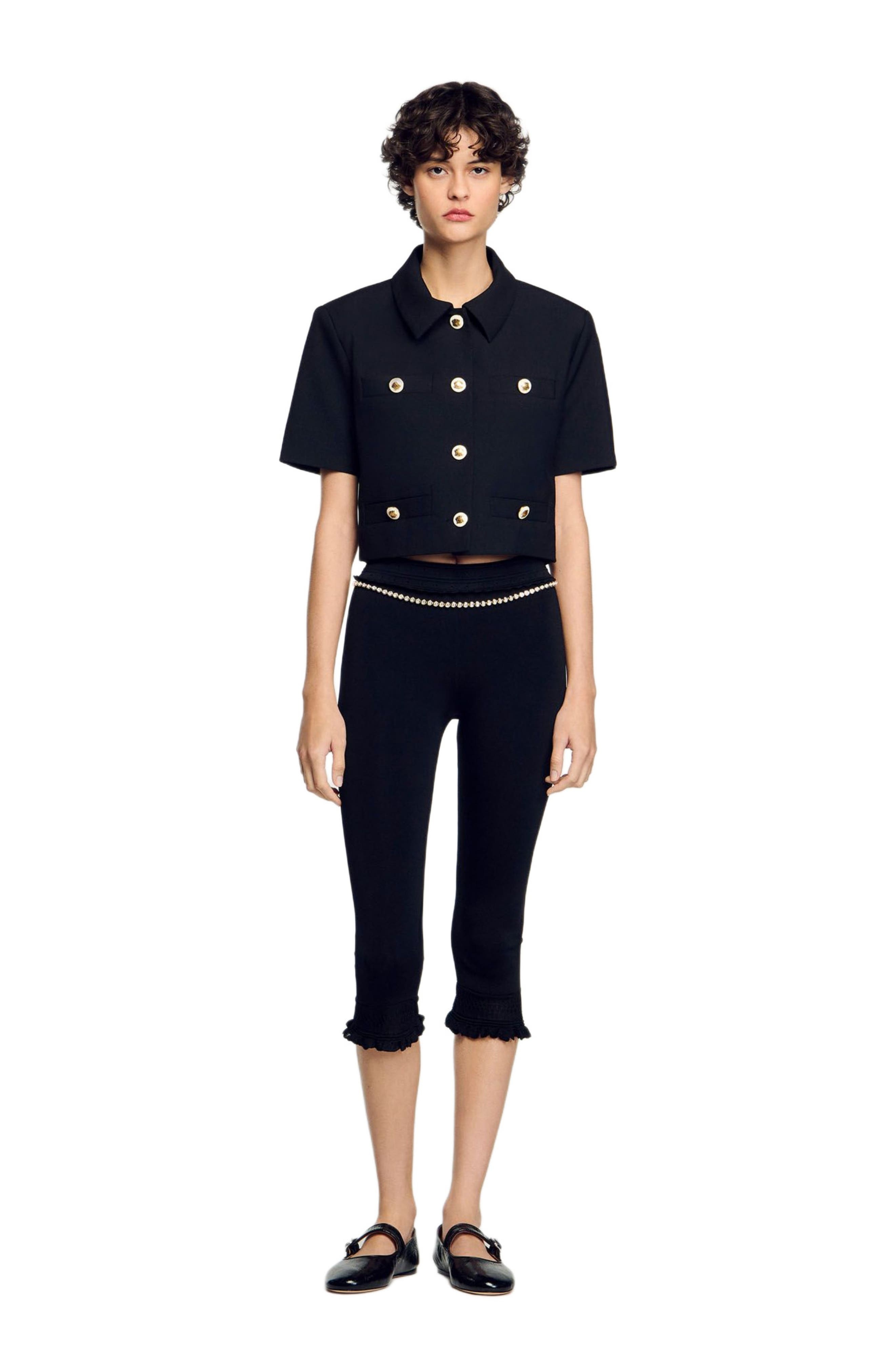 SANDRO Short-sleeved jacket in Black at Nordstrom - 1