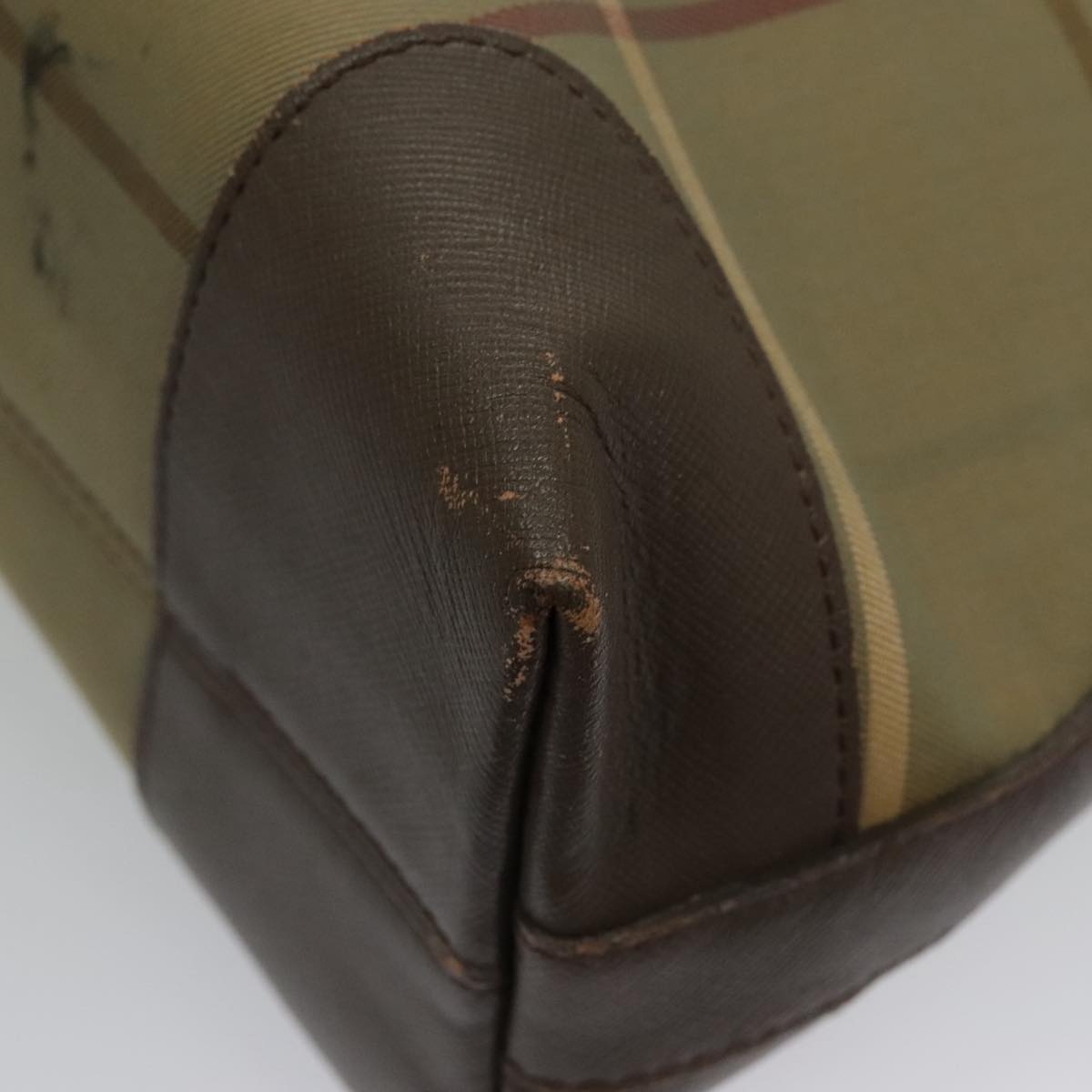 Burberry Nova Check Hand Bag Canvas Leather Brown Gold - 16