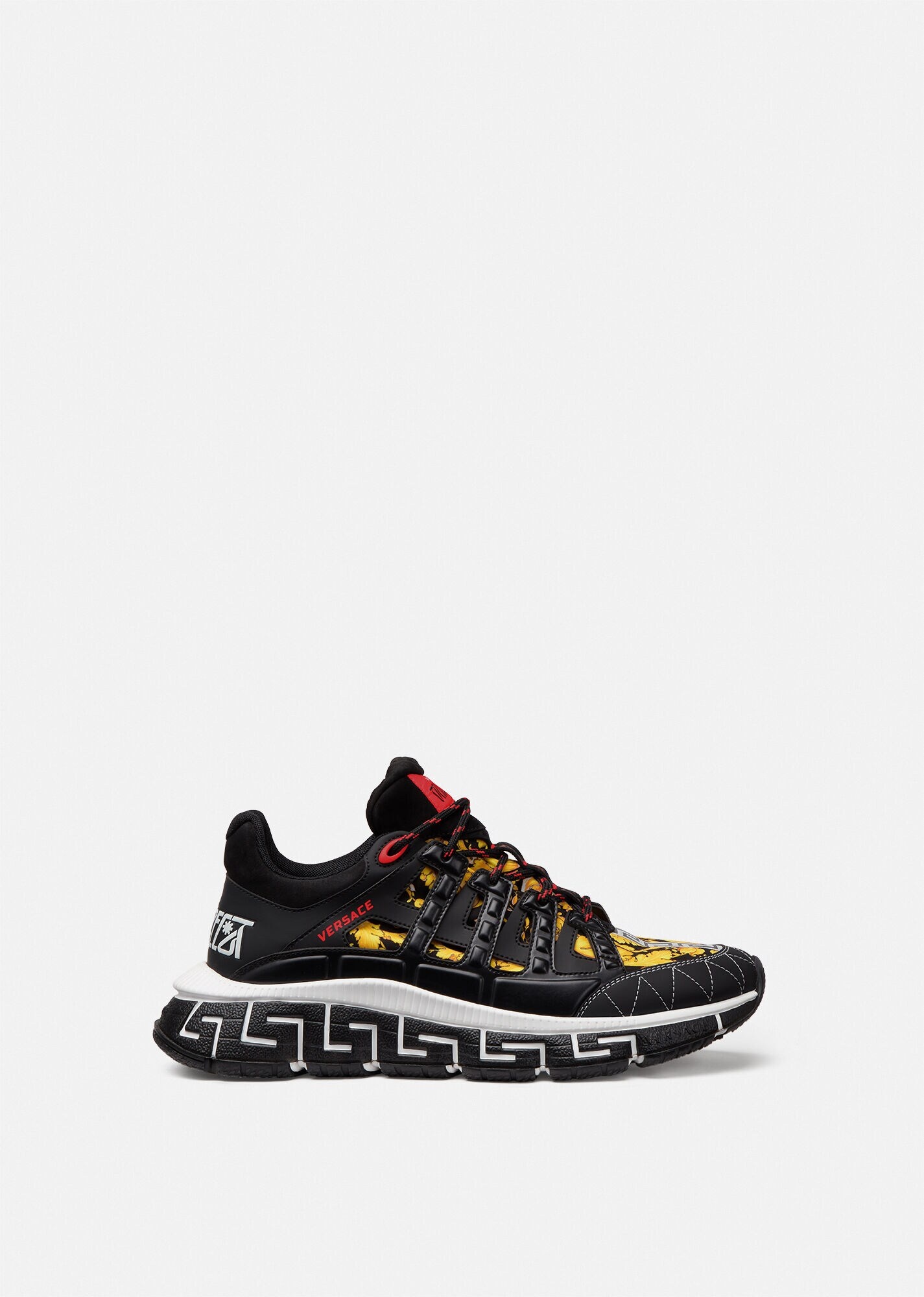 Versace Multicolor Leather and Printed Nylon Chain Reaction Sneakers Size  39 Versace