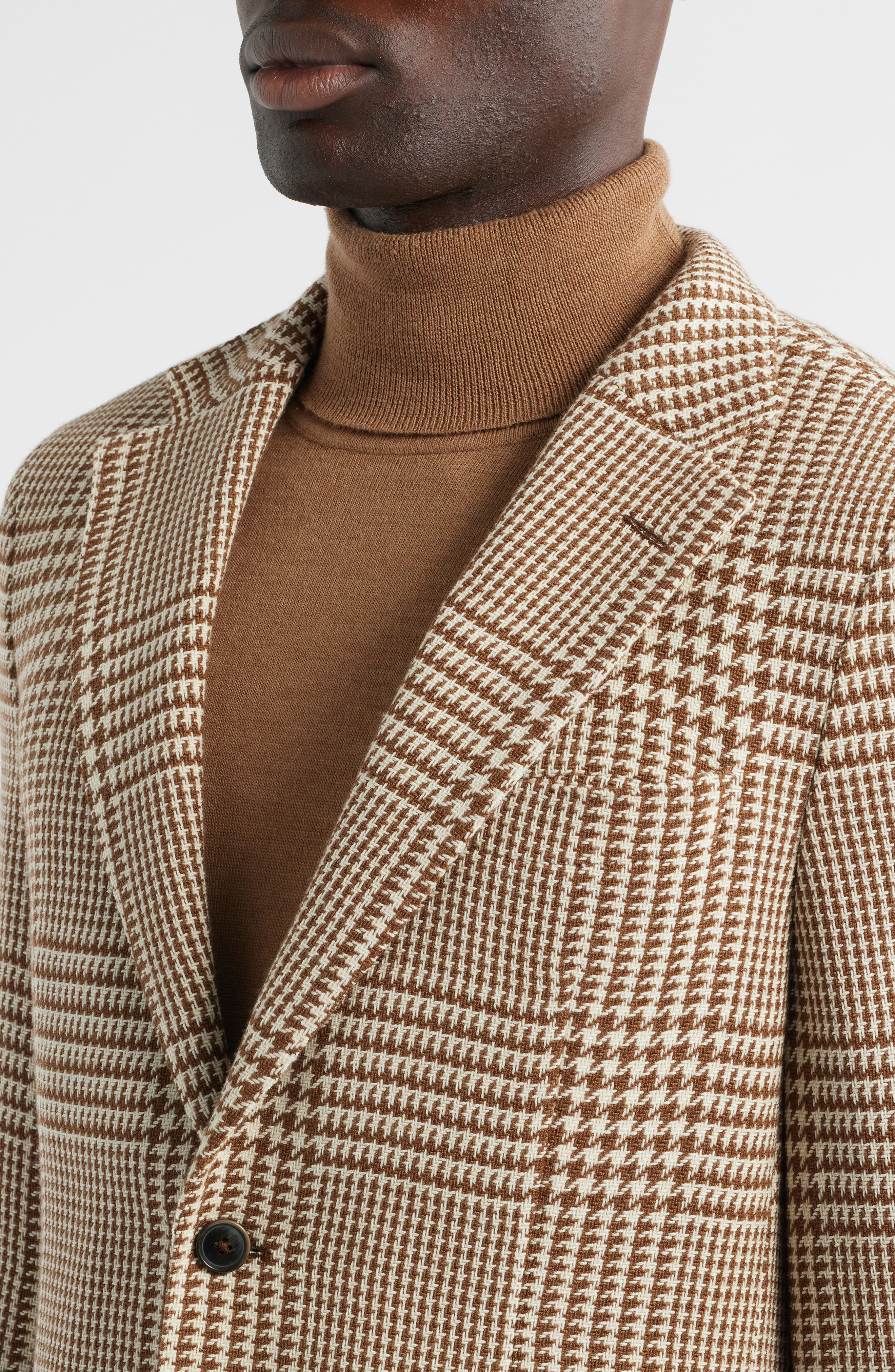 BOSS Heston Slim Fit Glen Plaid Wool Sport Coat in Med Brown at Nordstrom - 4