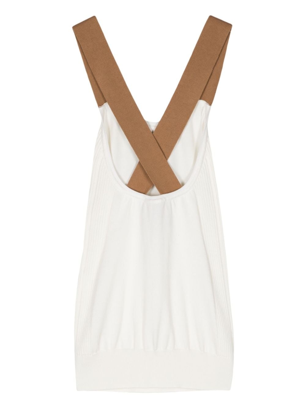 crossover-straps fine-knit top - 2