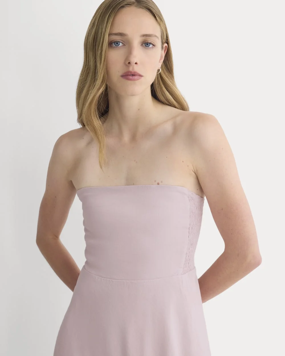 STRAPLESS DRESS IN STRETCH LINEN - 1