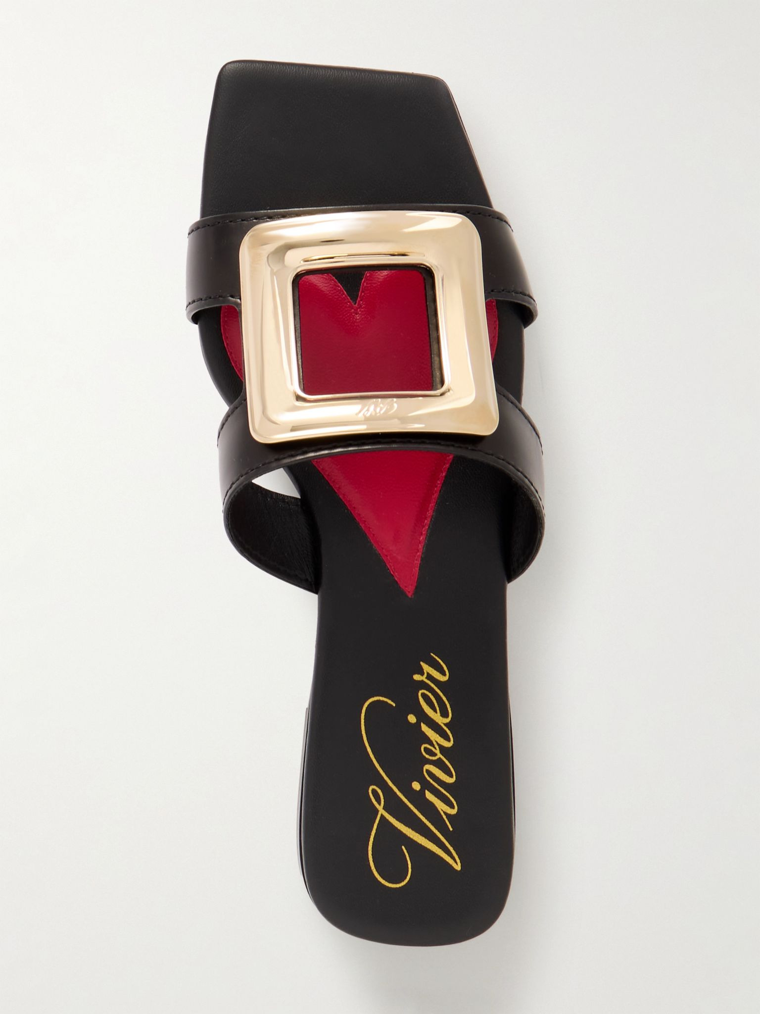 Nagoya embellished cutout leather slides Black - 5