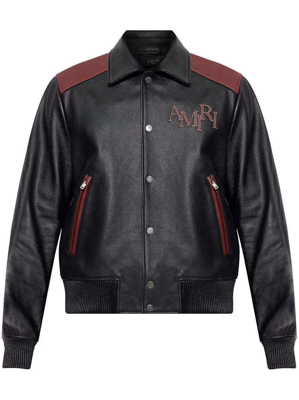 logo-patch leather jacket - 1