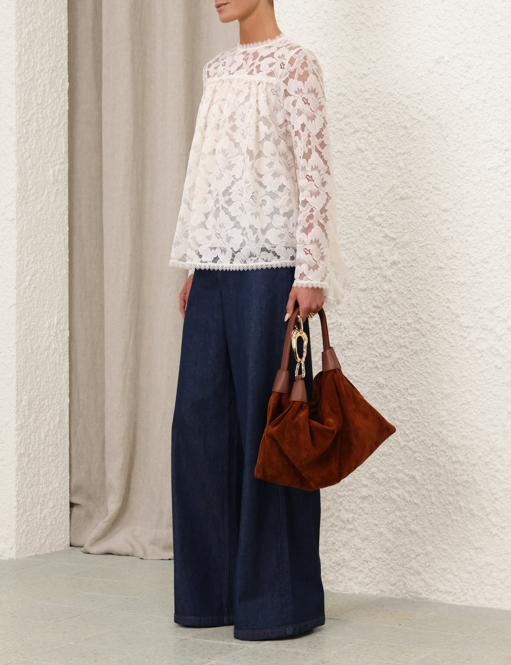 ILLUMINATE LACE GATHERED TOP - 3