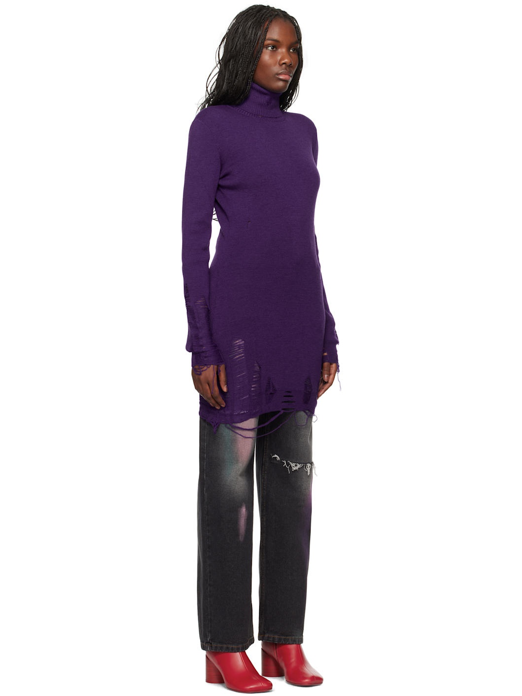 Purple Distressed Minidress - 2
