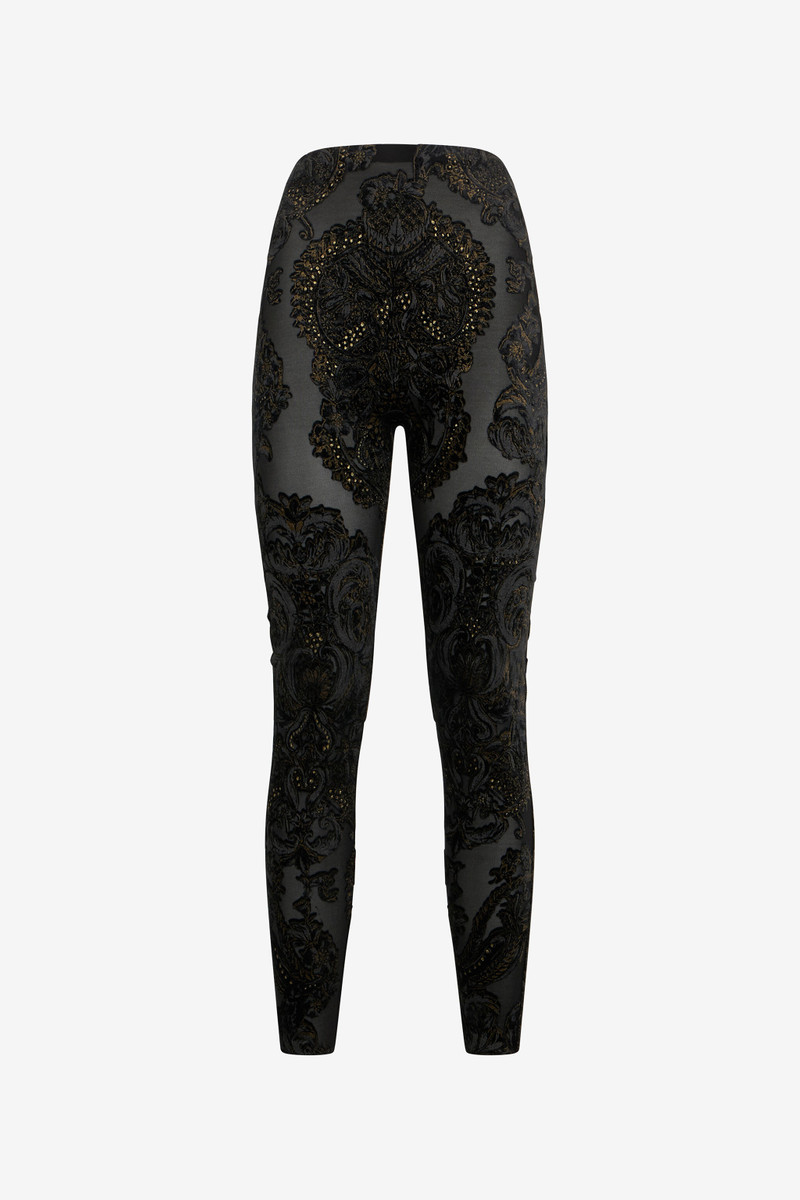 Devoré chenille leggings with ornamental print 1