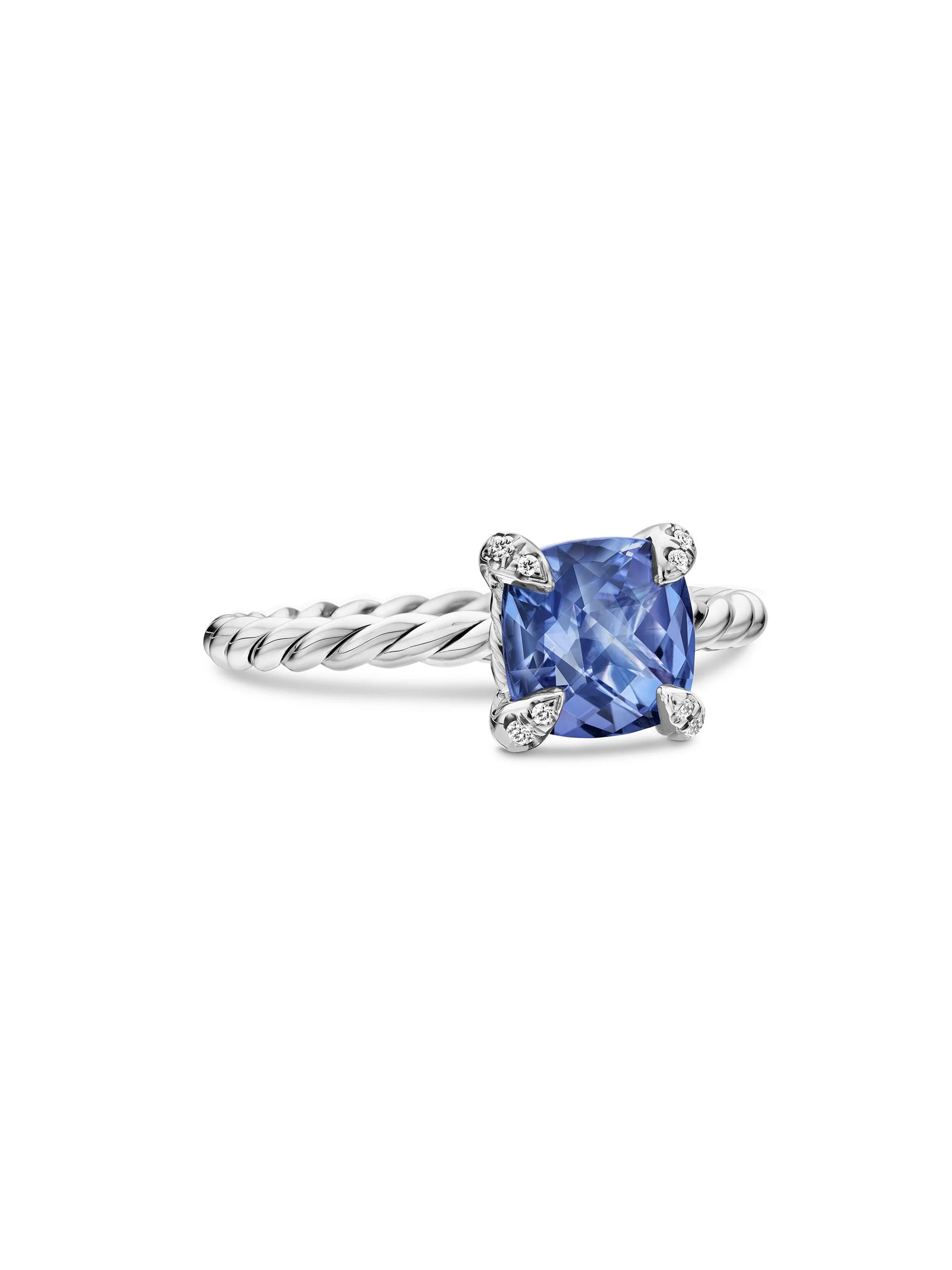 Women's Châtelaine Ring With Tanzanite & Diamonds In 18K White Gold, 7MM - Tanzanite - 1