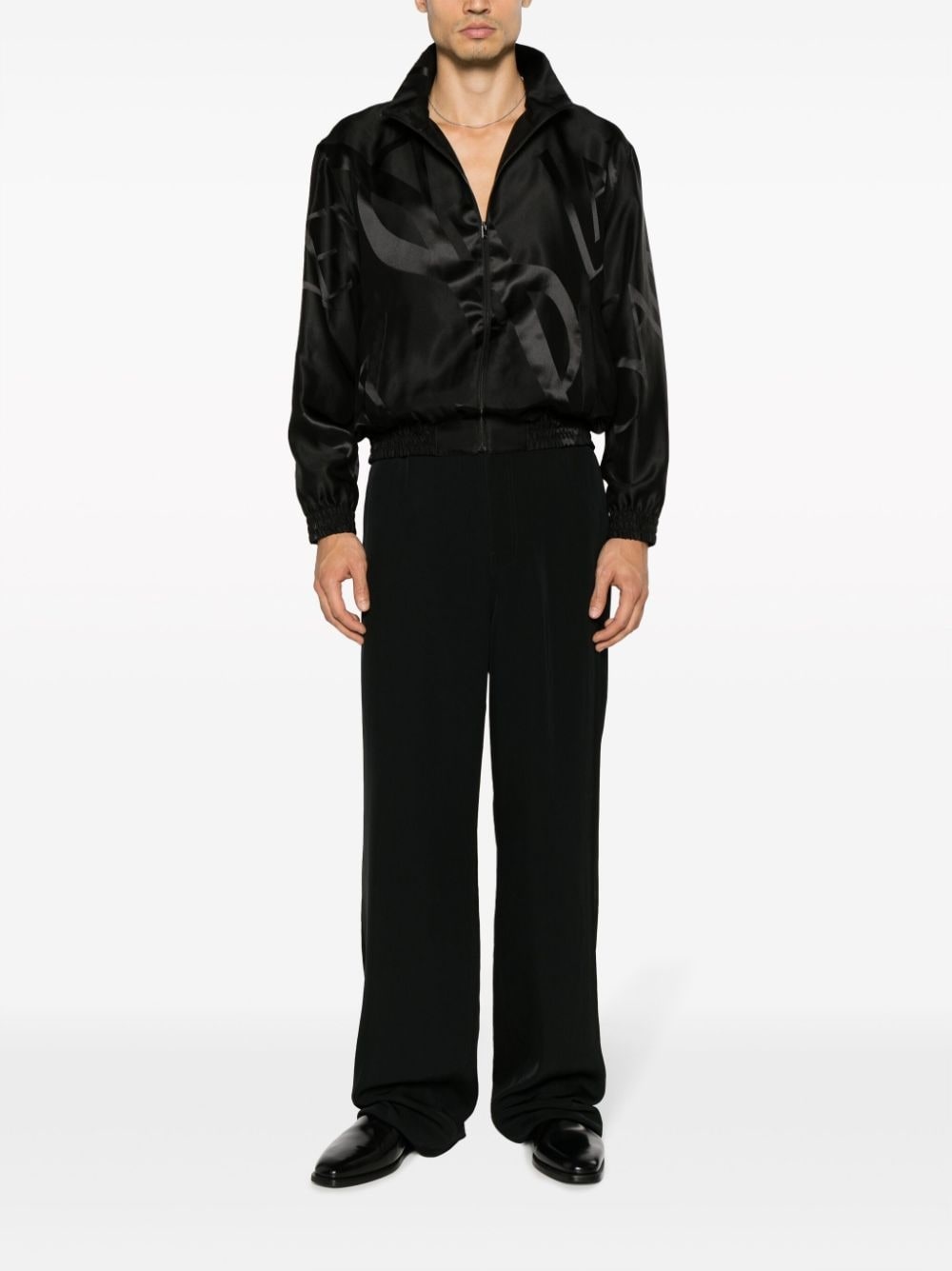 logo-print tonal silk jacket - 2