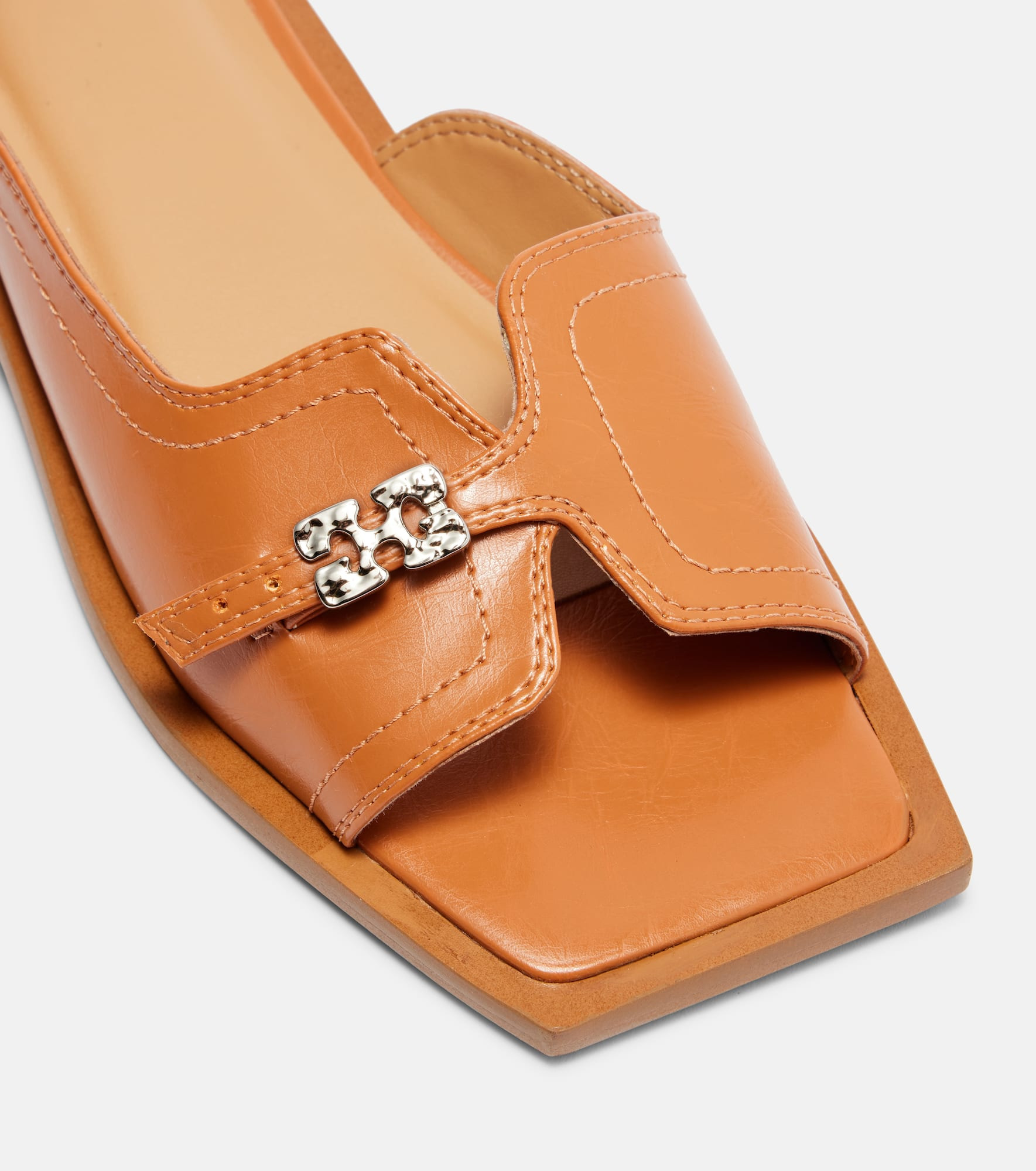 Butterfly faux leather slides - 5