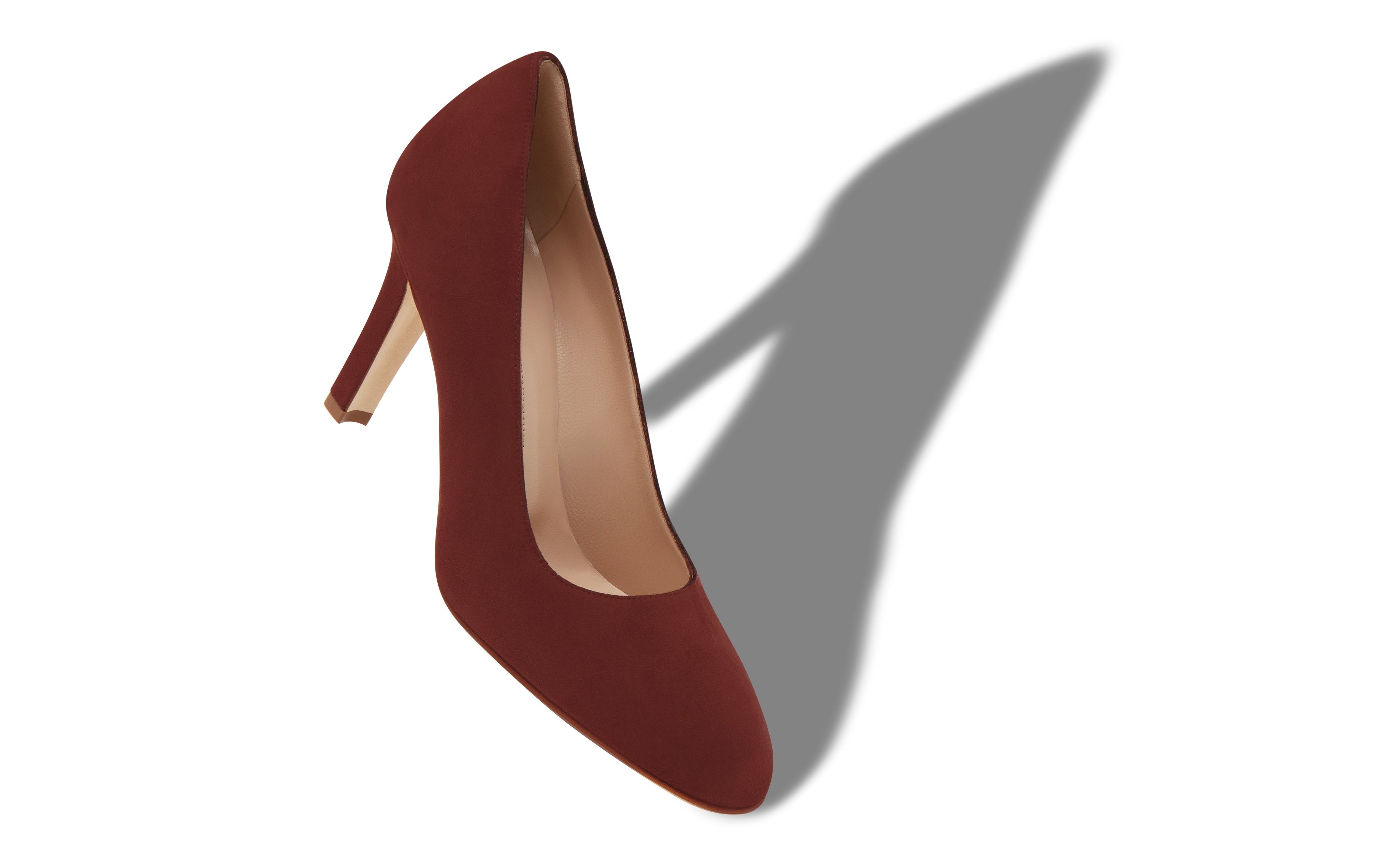 Dark Brown Suede Round Toe Pumps - 2