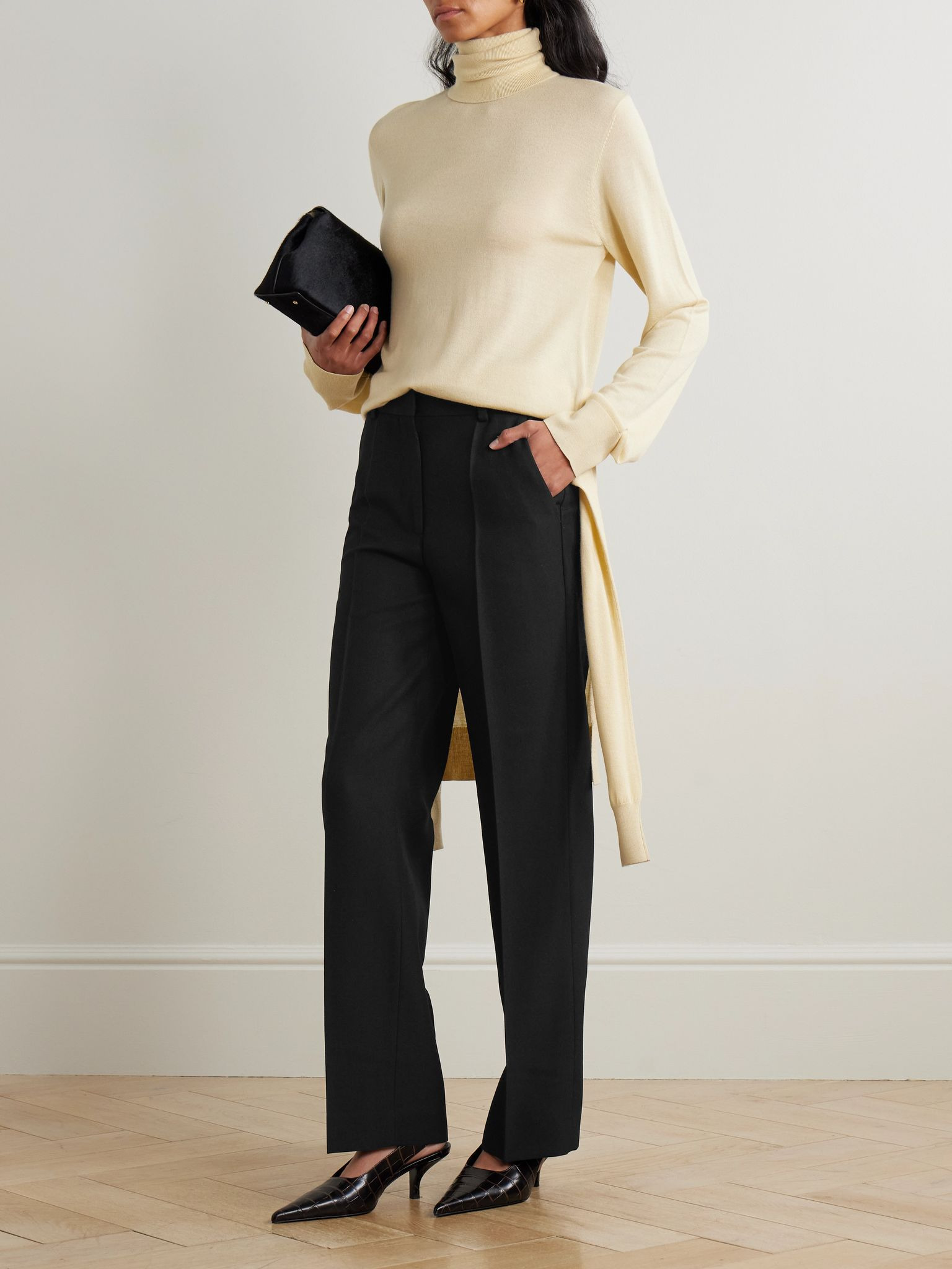 Recycled grain de poudre straight-leg pants Black - 2