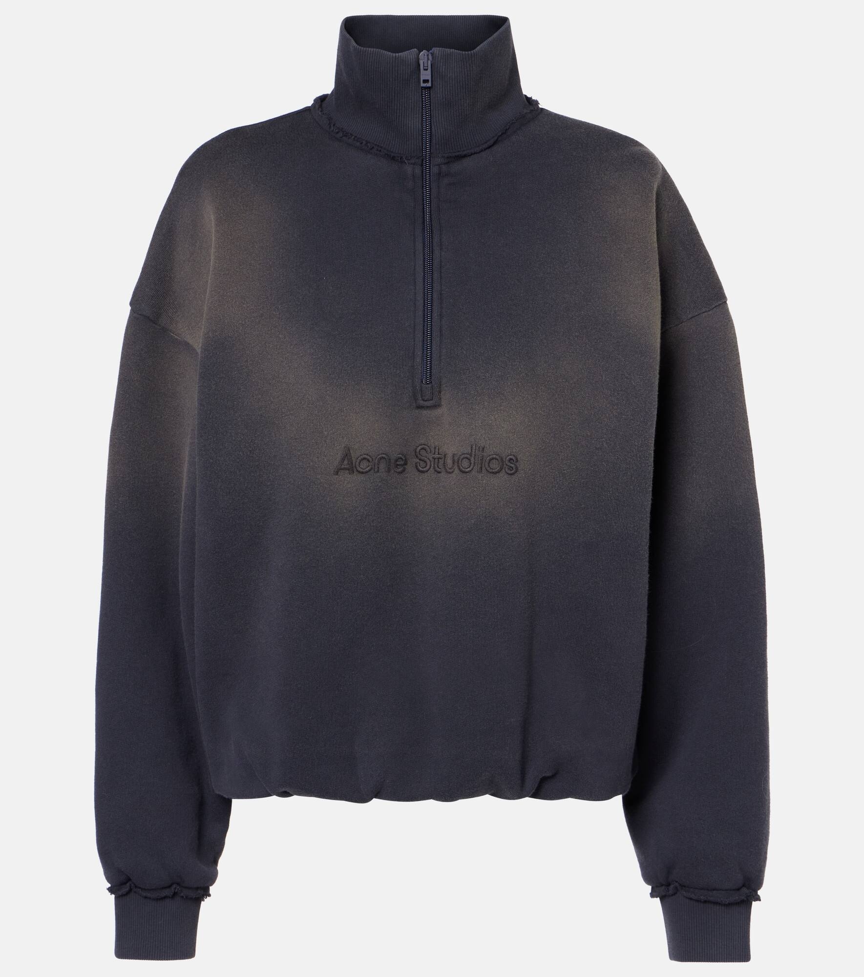 Logo cotton jersey half-zip sweatshirt - 1