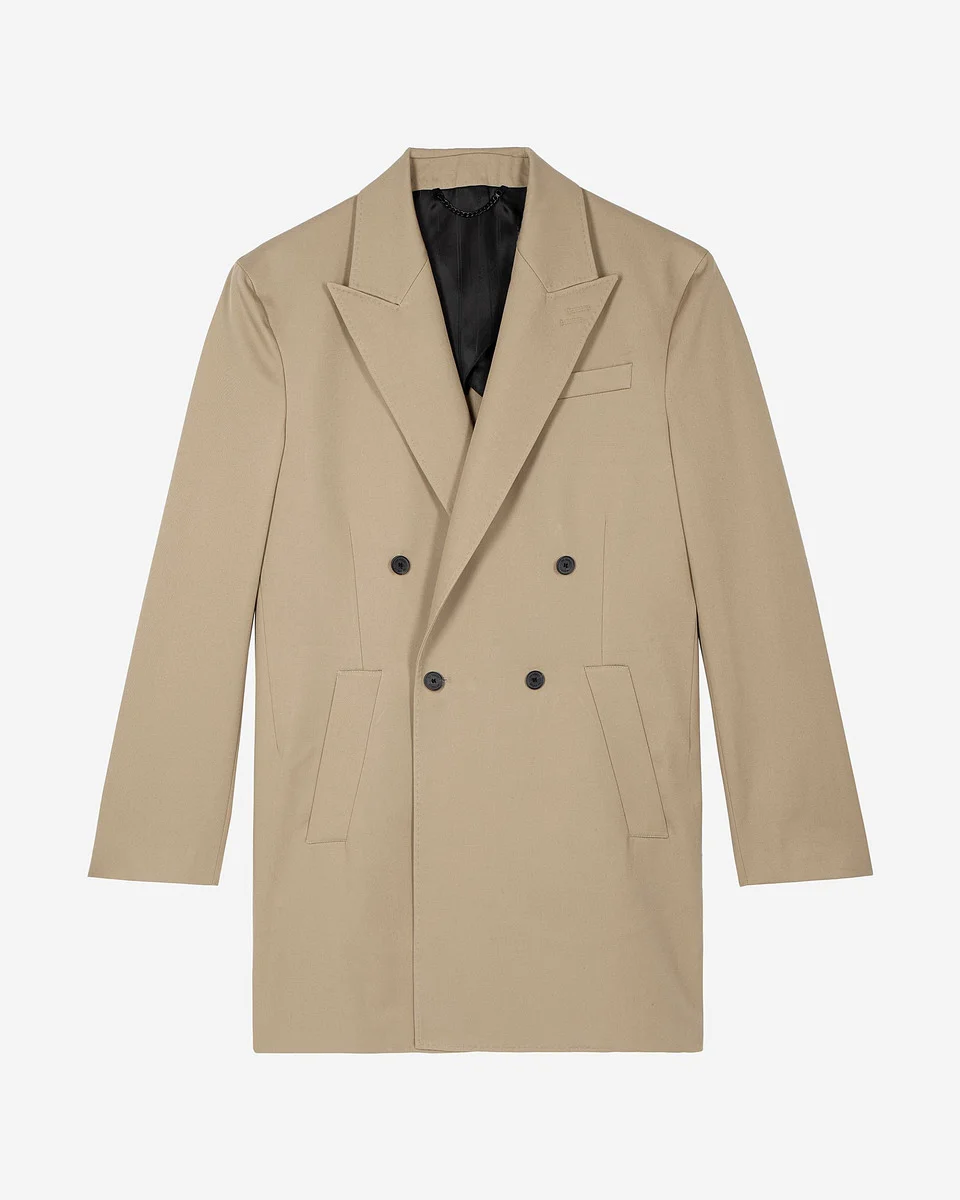 BEIGE LONG DOUBLE-BREASTED JACKET - 1