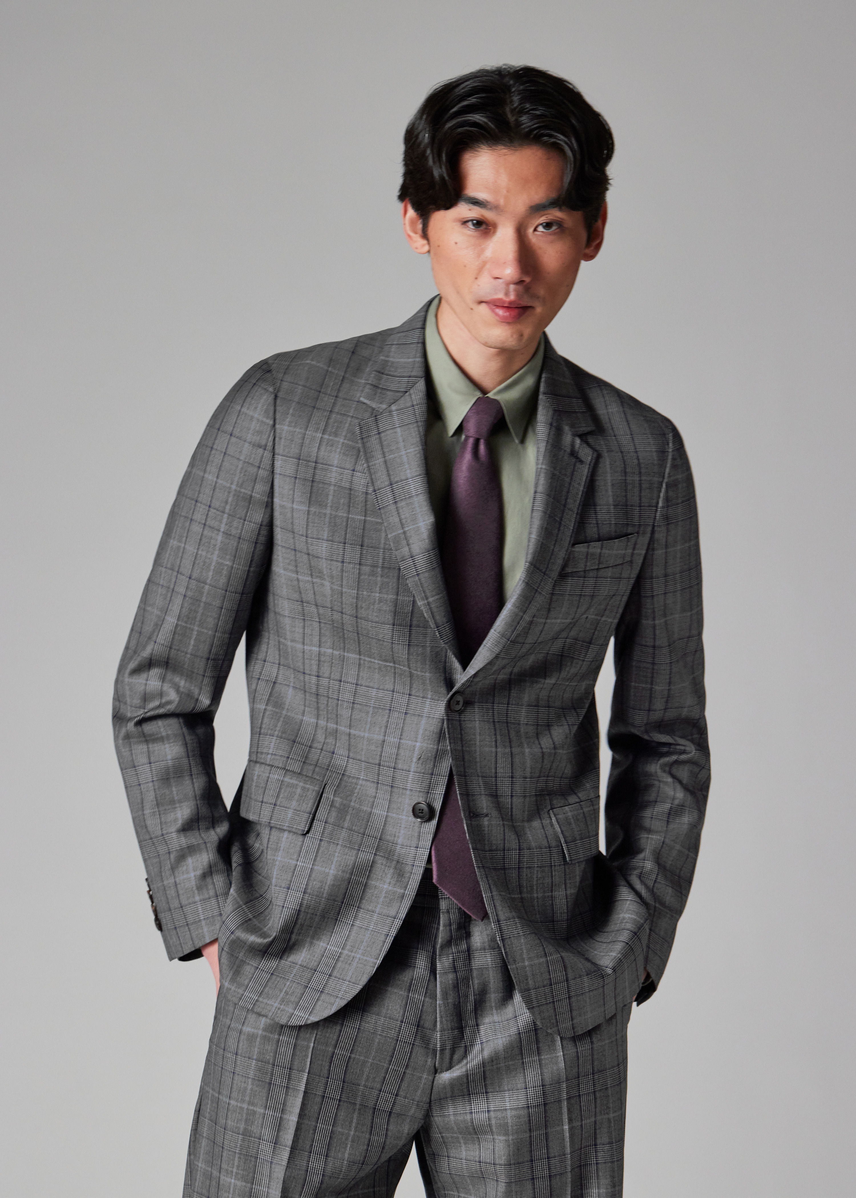 Grey Wool Check Suit - 13