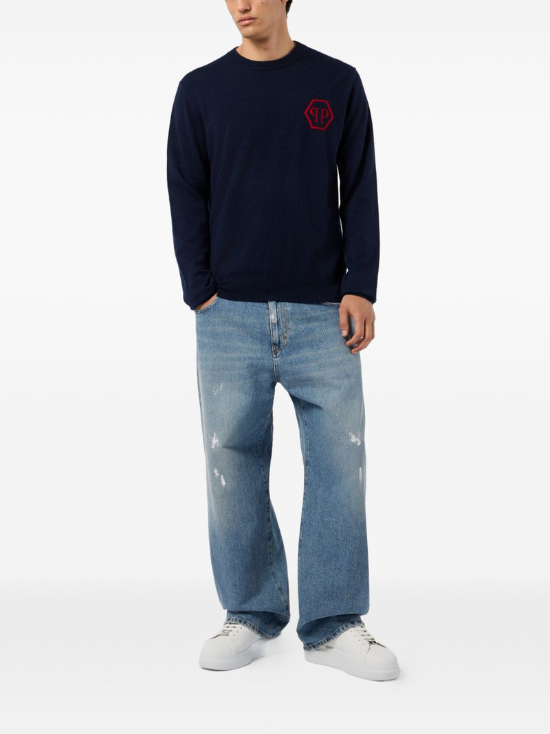PHILIPP PLEIN jacquard hexagon roundneck knitwear outlook