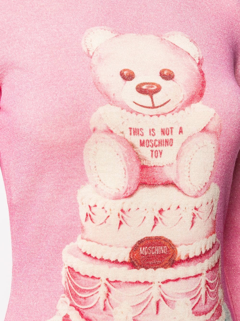 intarsia bear lurex knitted dress - 5