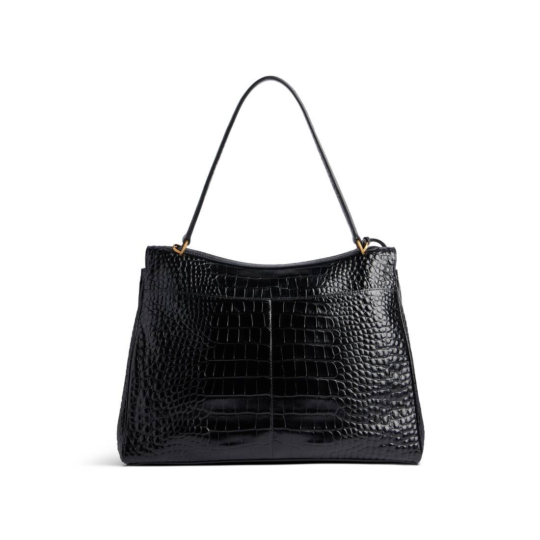 Women's Rodeo Large Handbag Crocodile Embossed  in Black - 4
