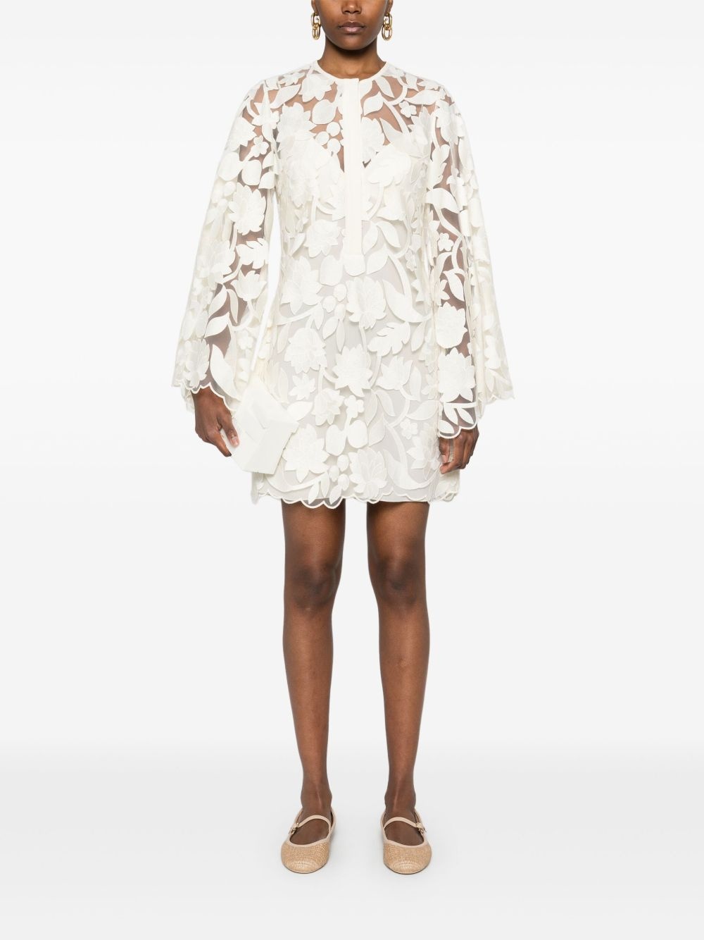 embroidered tulle mini dress - 2