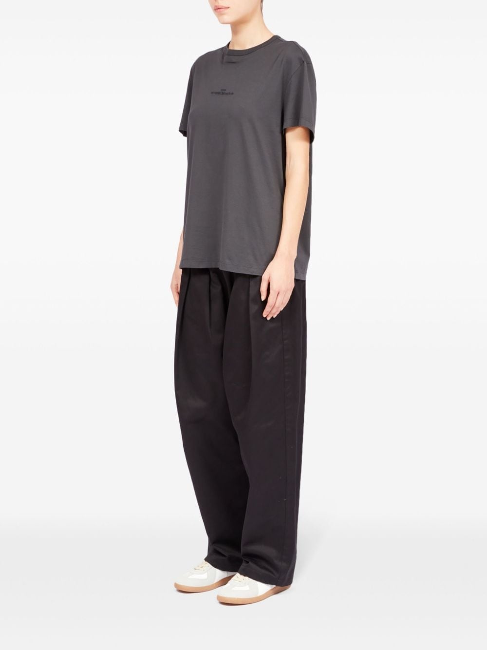 distorted-logo cotton T-shirt - 6