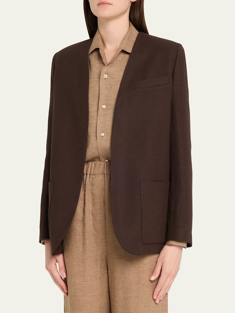 Loro Piana Hanna Open-Front Summer Linen Crepe Jacket outlook