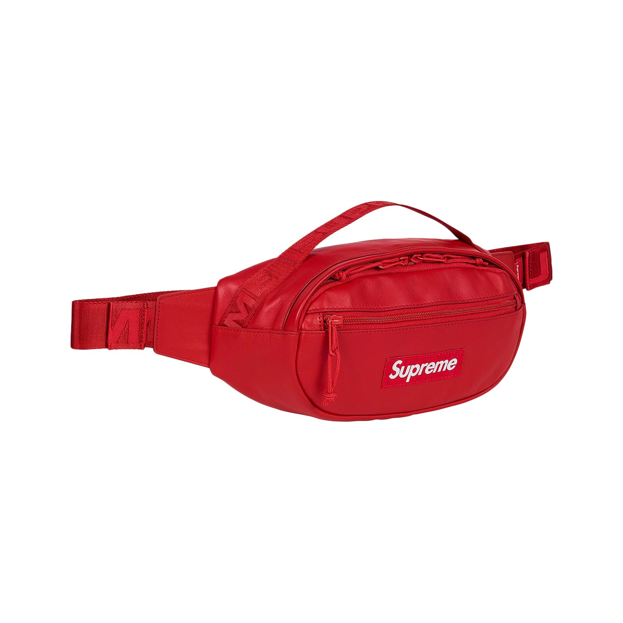 Supreme Leather Waist Bag 'Red' - 3