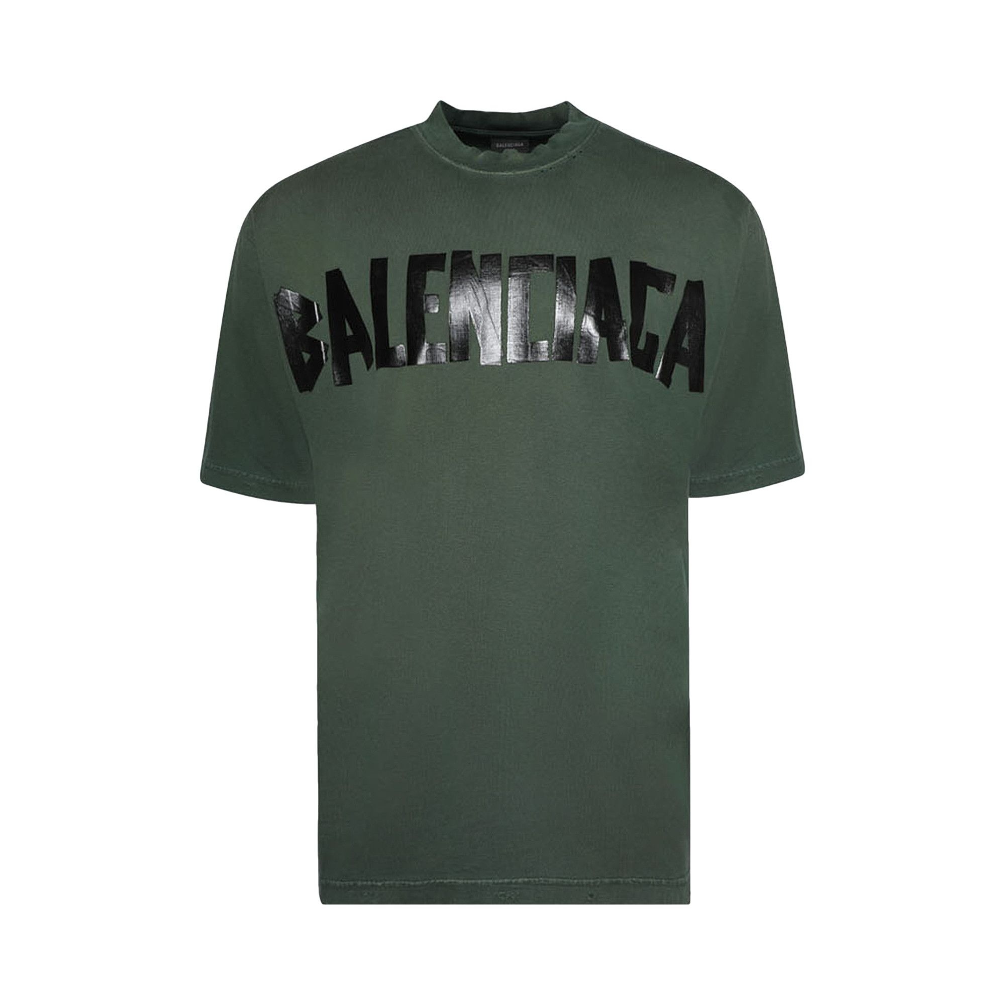 Balenciaga Tape Logo T-Shirt 'Dark Green' - 1