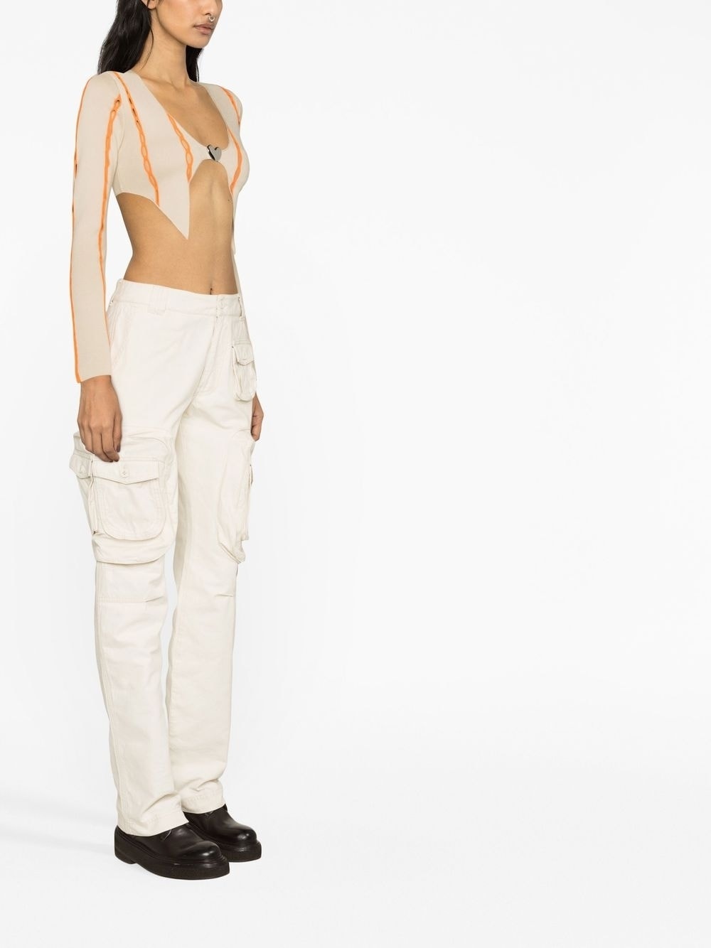 contrast-trim cropped cardigan - 3