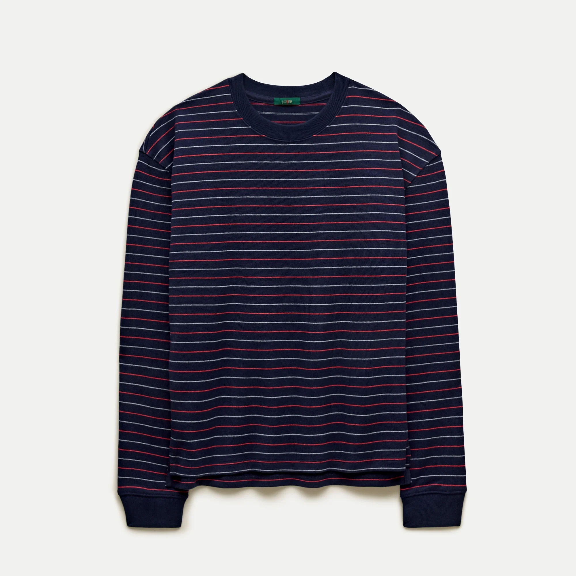 Long-sleeve crewneck in striped maritime jersey - 1