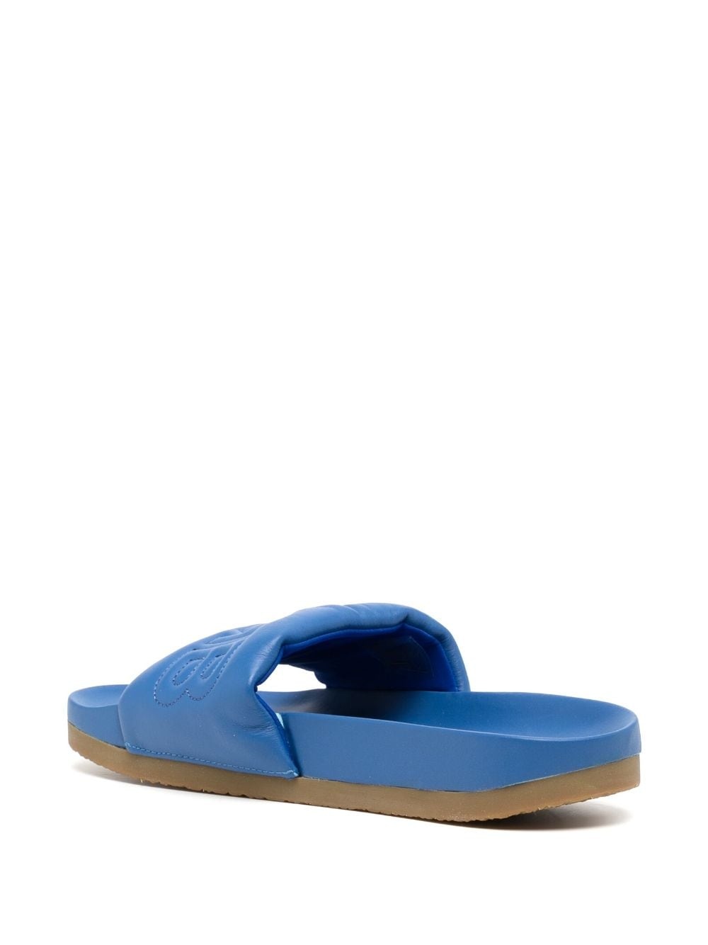 logo-quilted leather slides - 3