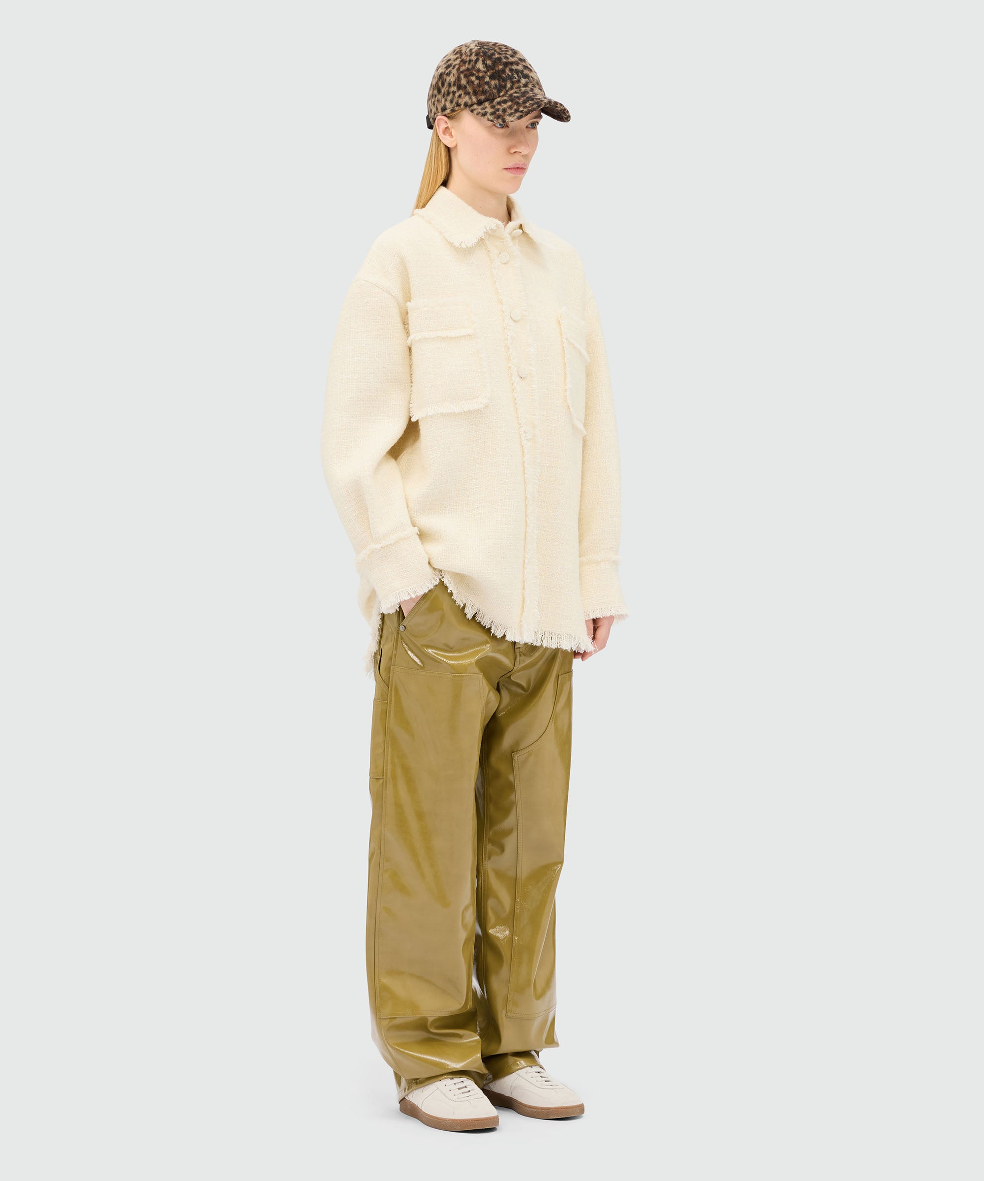 Ivory bouclé shirt with micro sequins - 4