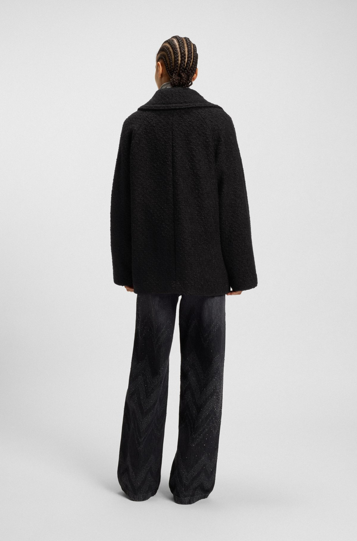 BOXY-FIT CABAN COAT WITH BOUCLÉ TEXTURE - 4