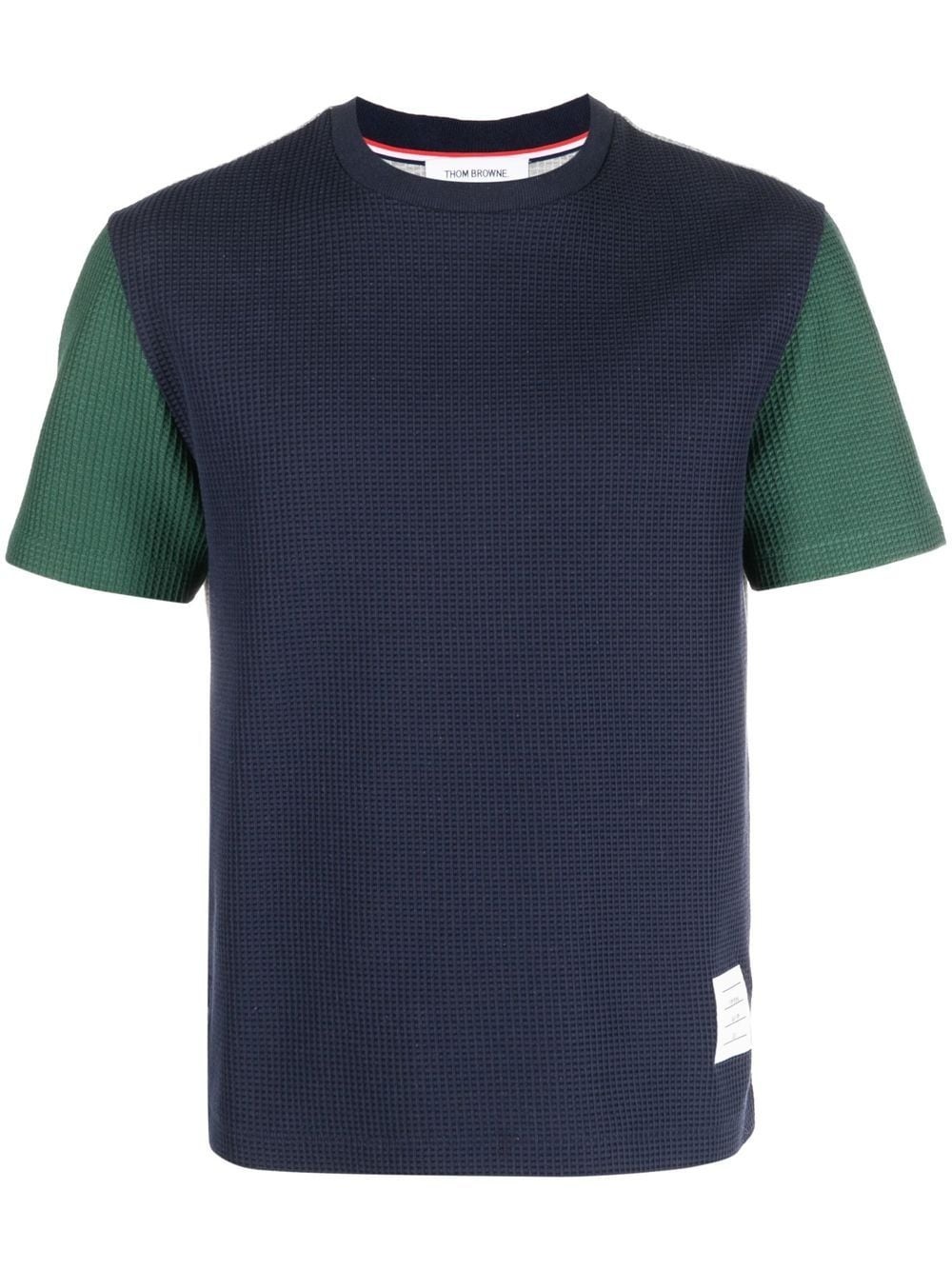 Thom Browne logo-patch waffle knit T-shirt | farfetch | REVERSIBLE