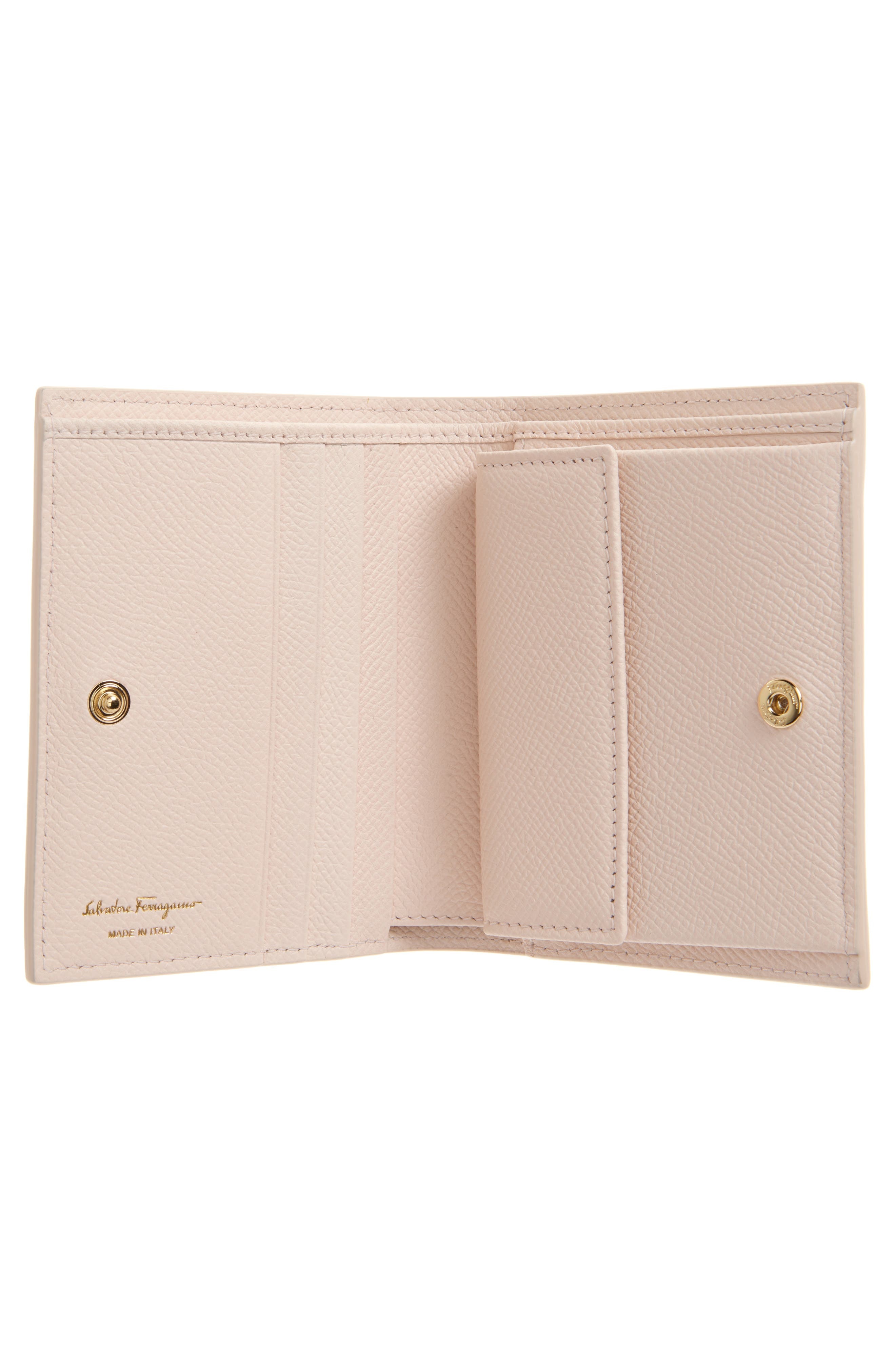 FERRAGAMO Gancini Fly Print Leather French Wallet in Optic White/Macaron/Ballet at Nordstrom - 2