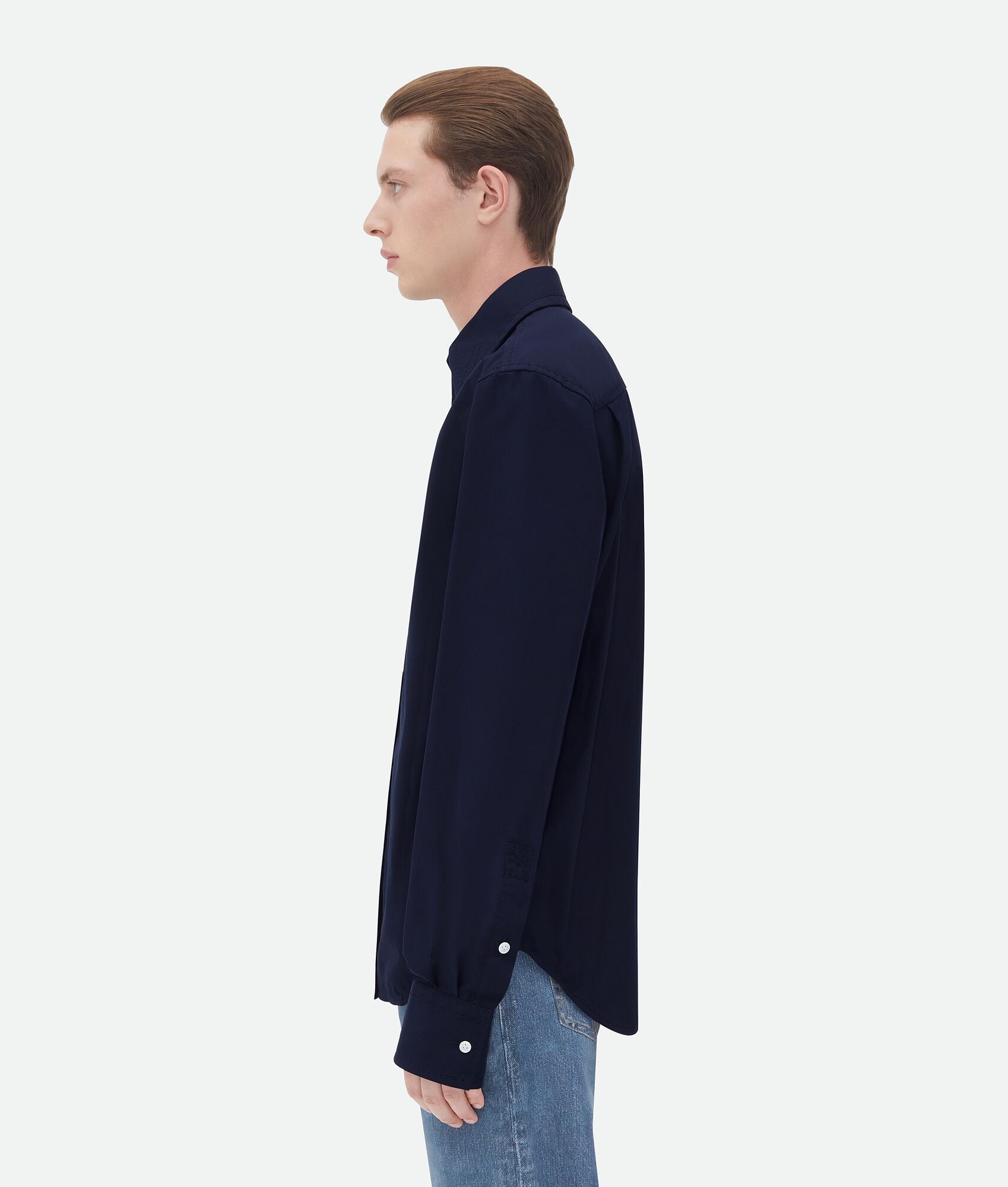 Cotton Shirt With Top Stitching - 2