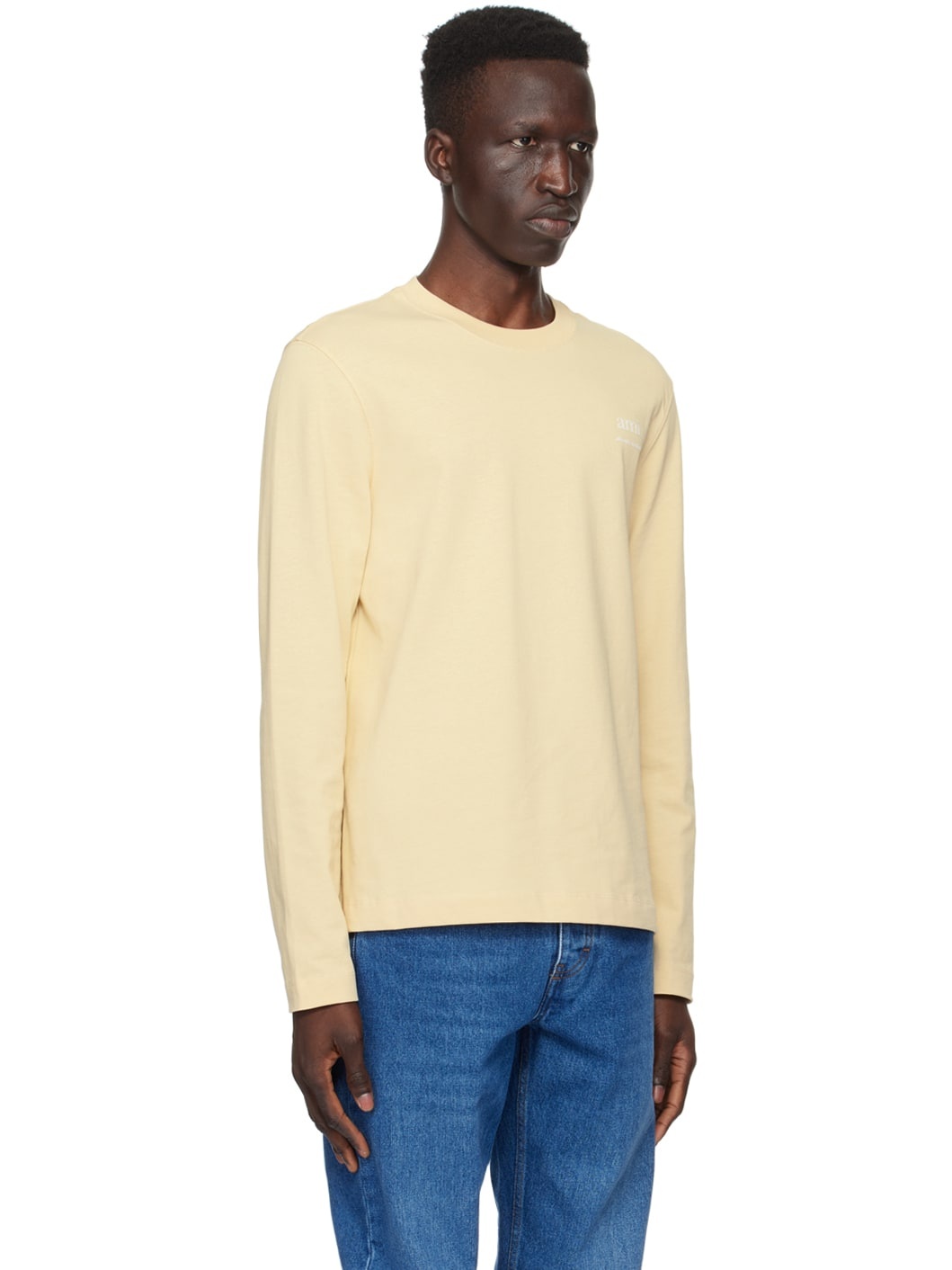 Beige Bonded Long Sleeve T-Shirt - 2
