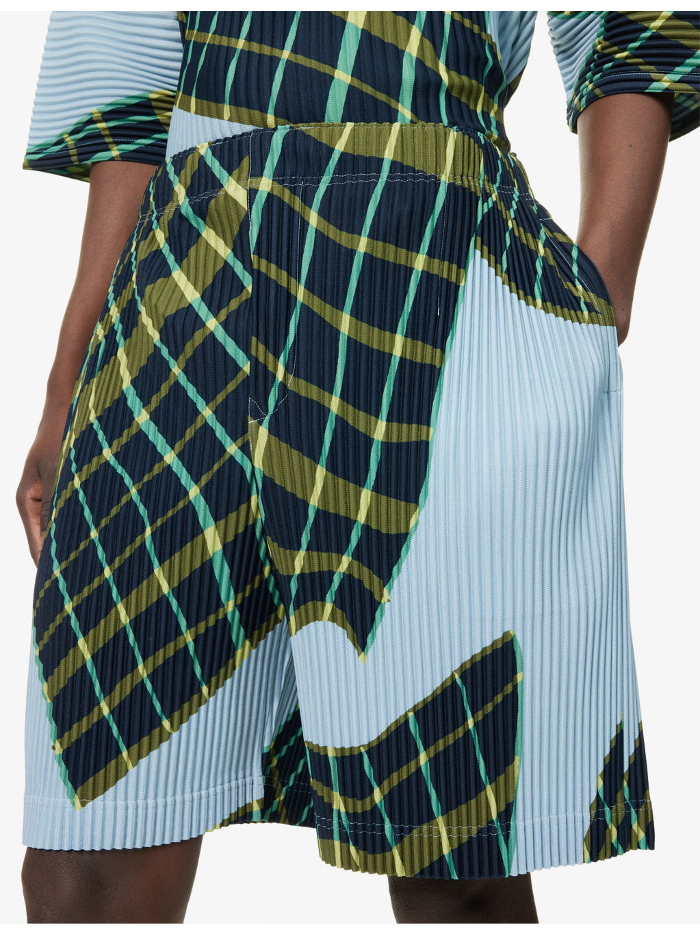 Windswept Plaid Pleats Knitted Shorts - 5