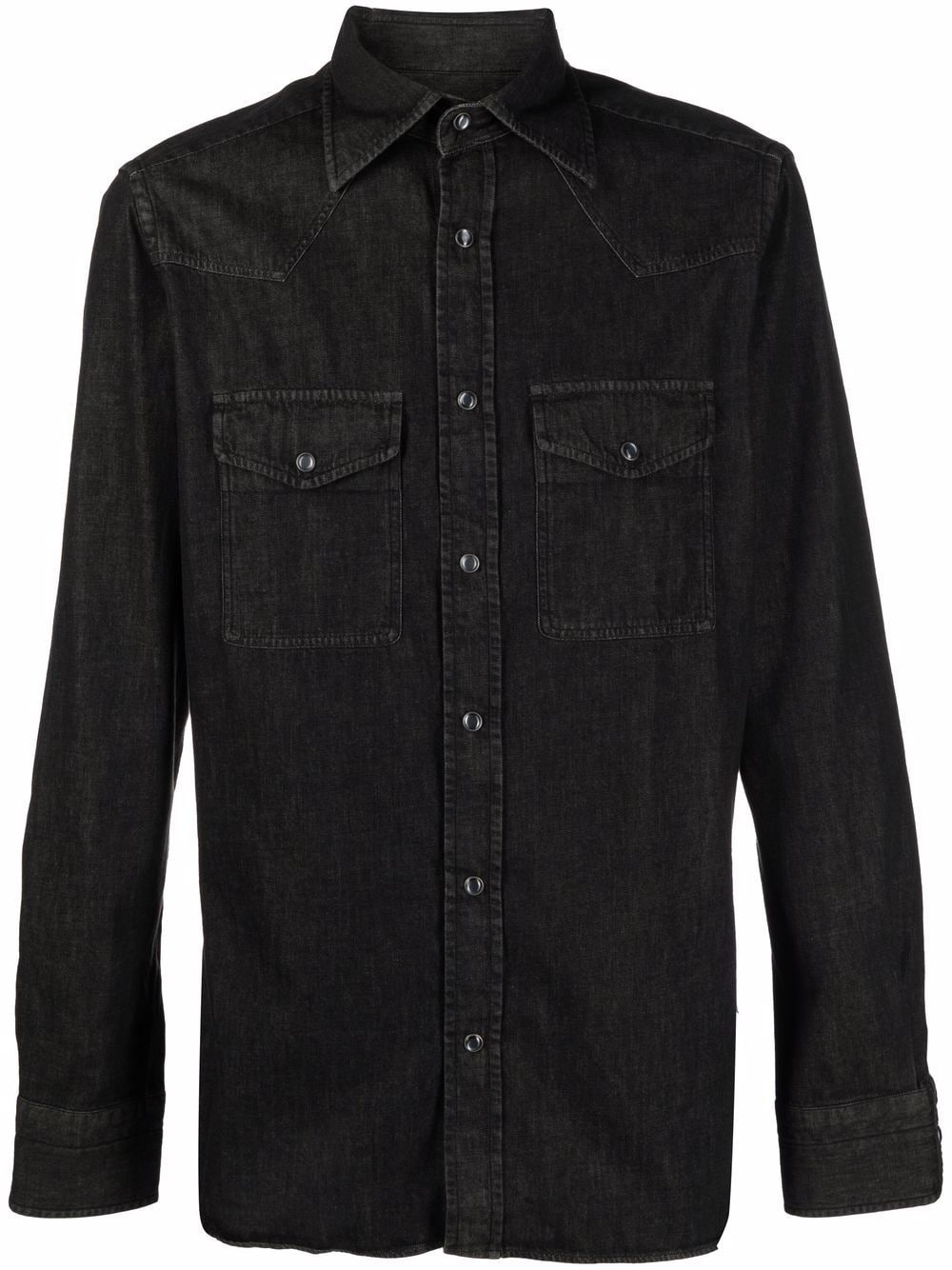 spread-collar denim shirt - 1