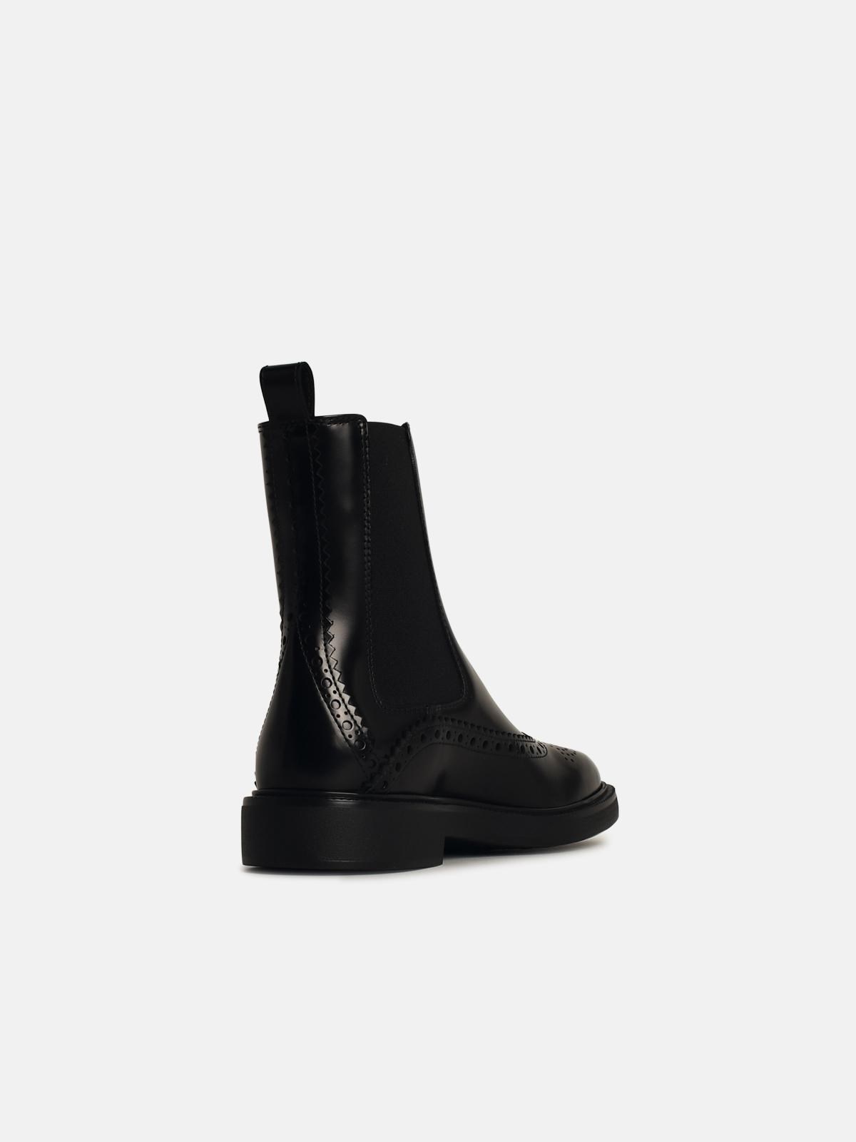 BLACK LEATHER BLEND ANKLE BOOTS - 3