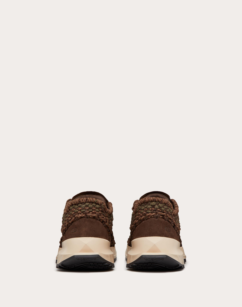 VALENTINO GARAVANI OUTDOOR CROCHET SNEAKERS IN FABRIC AND SUEDE 3