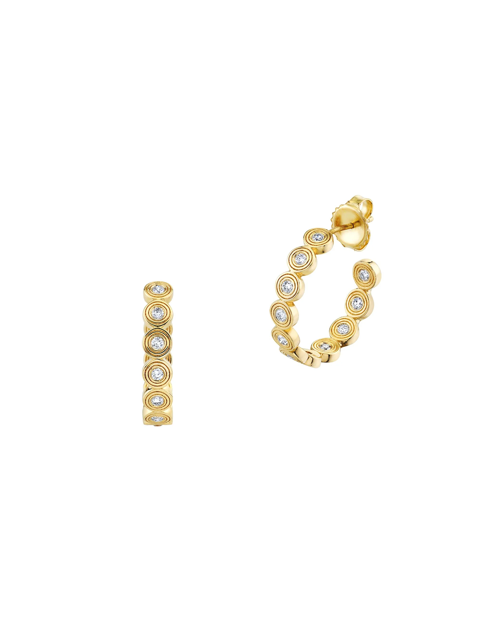 Medium 14K Yellow Gold & 0.47 TCW Diamond Circle Hoop Earrings - 1